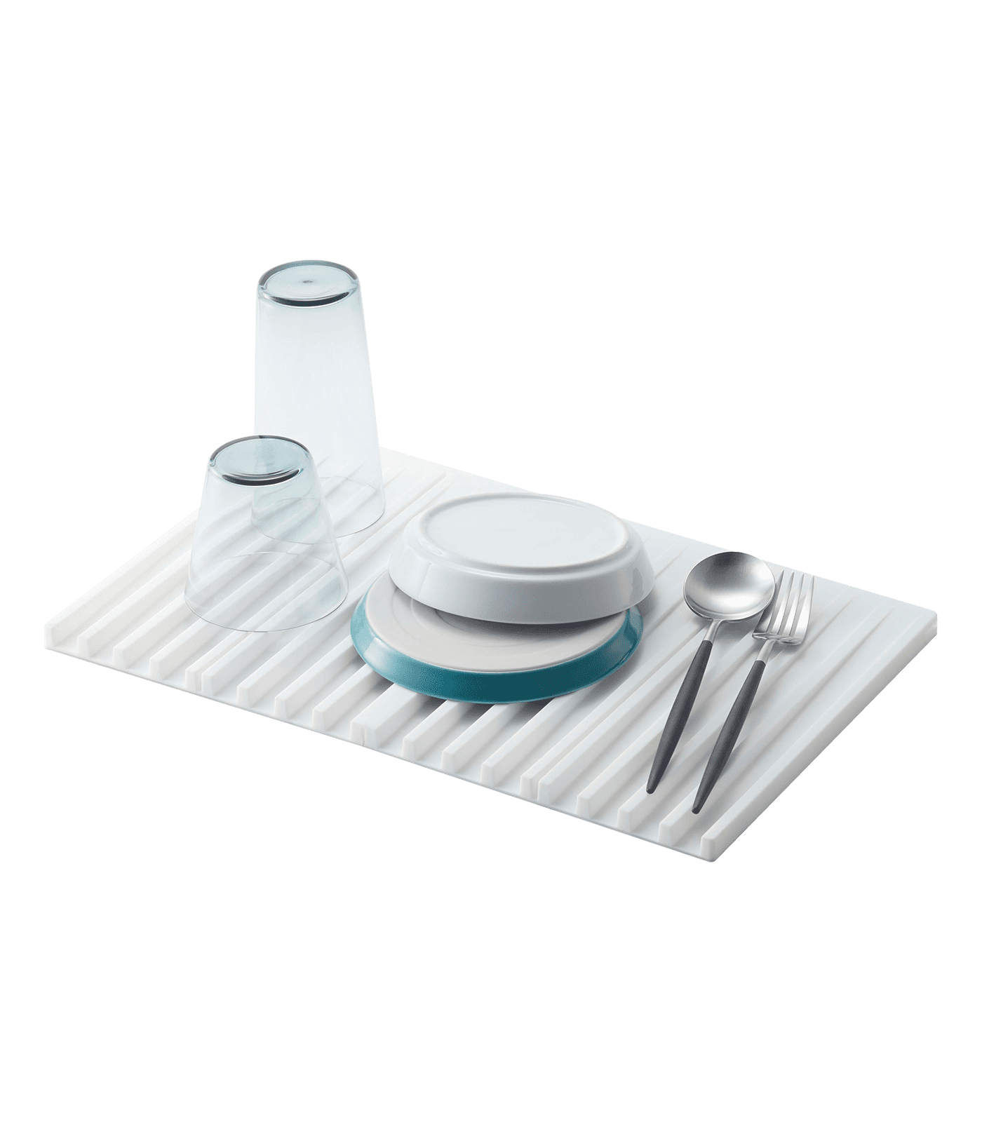 White Foldable Silicone Kitchen Dish Drying Mat