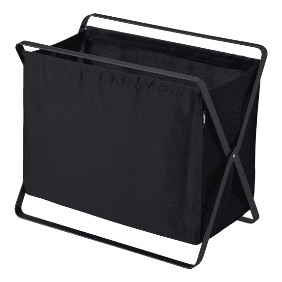 Yamazaki Home Folding Storage Bin, Black, Steel, 8.5 gallon, 32 liters, Supports 22 pounds, Collapsible, Handles, No Assembly