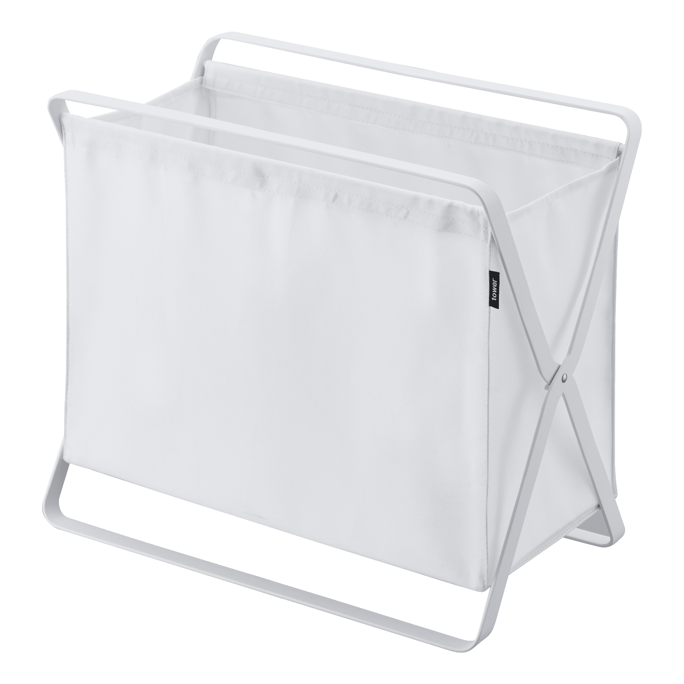 Compact White Steel Collapsible Frame Laundry Hamper