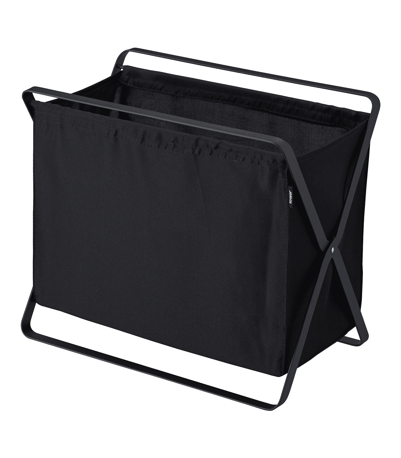 Compact Collapsible Steel Frame Laundry Hamper with Handles, Black