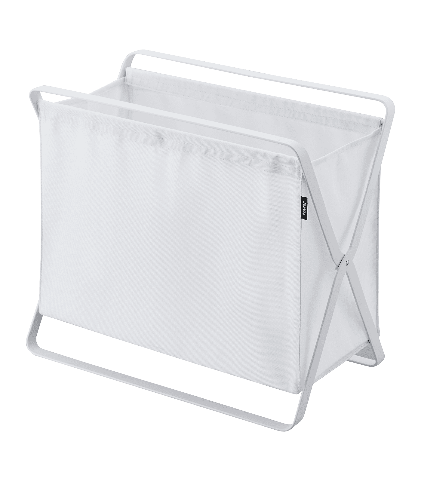 Compact White Steel Collapsible Frame Laundry Hamper