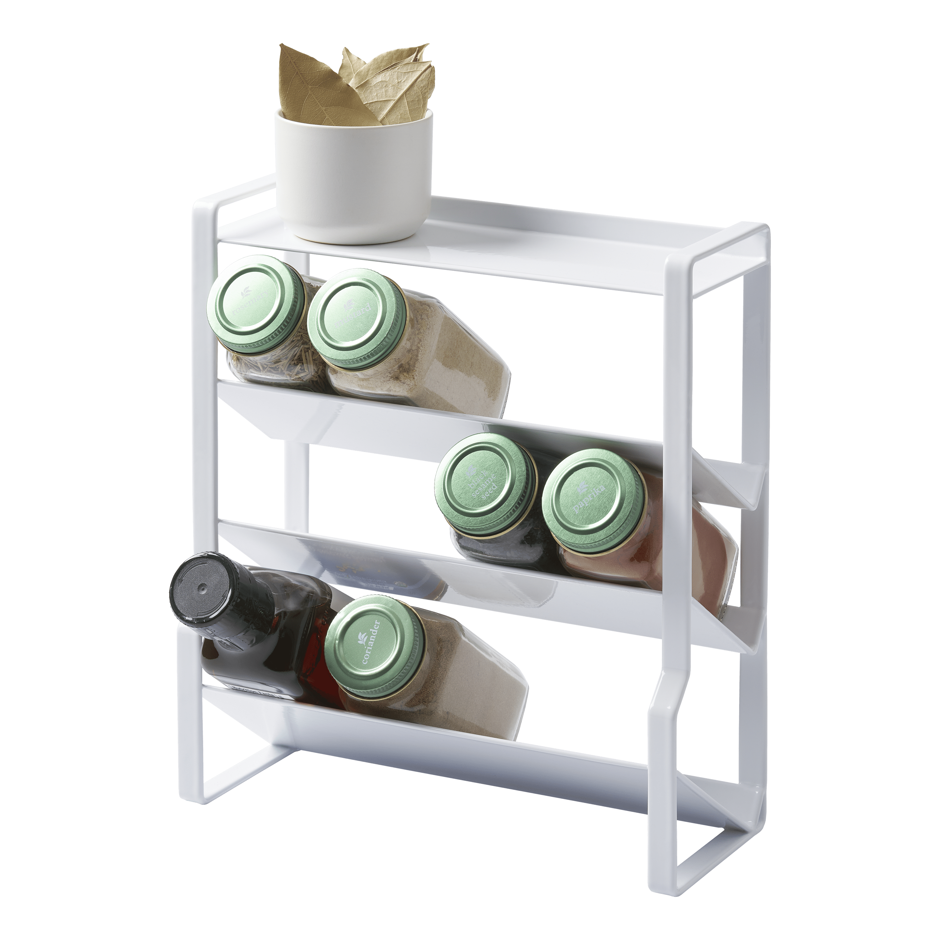 White Steel Four-Tier Slim Spice Rack for Countertops