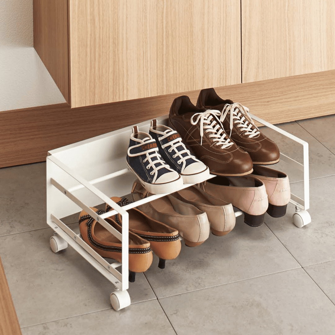 Shoe rack online on castors
