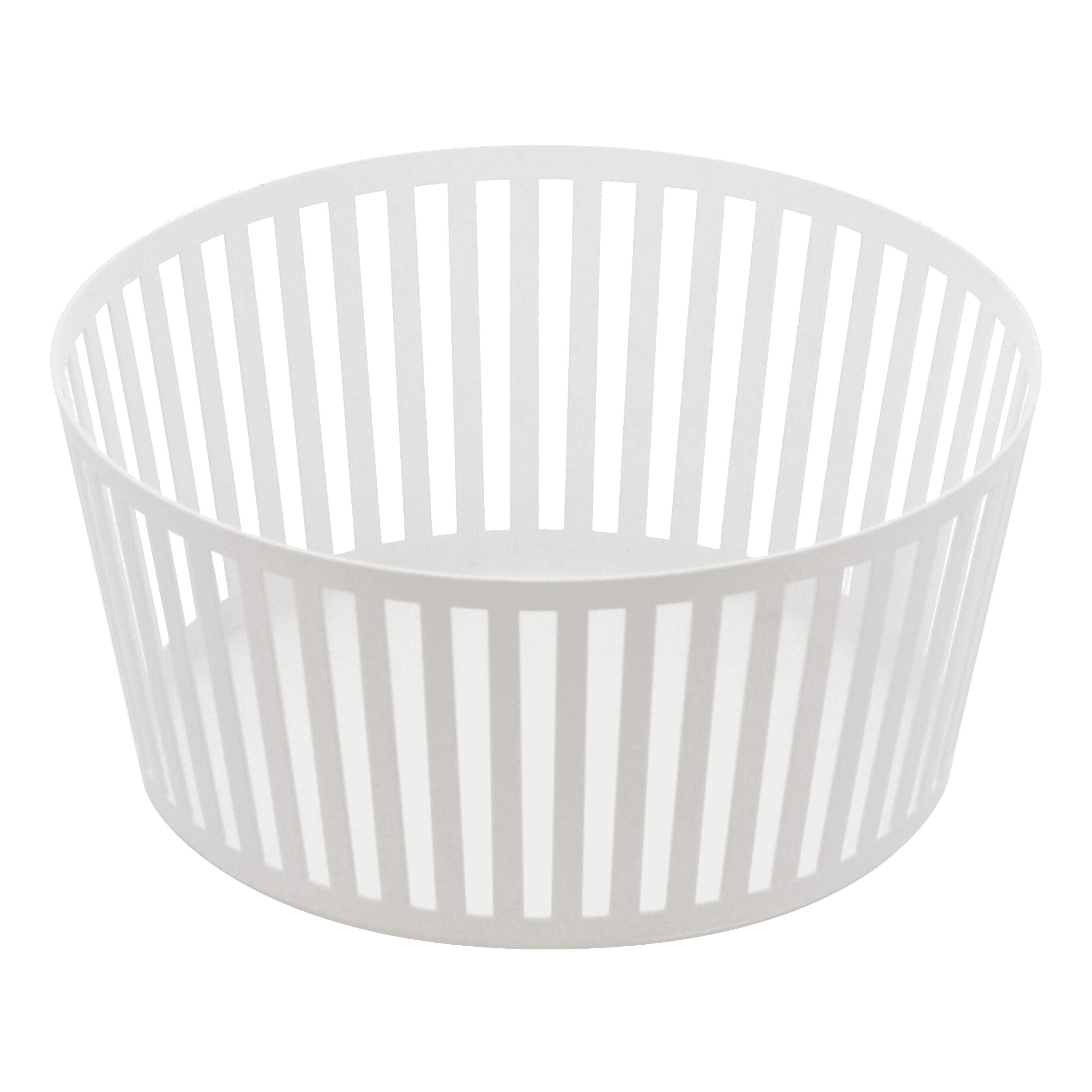 White Tall Round Steel Fruit Basket
