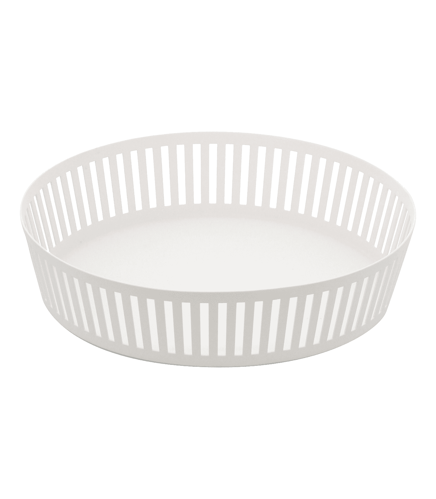 Wide White Steel Minimalist Round Fruit Basket