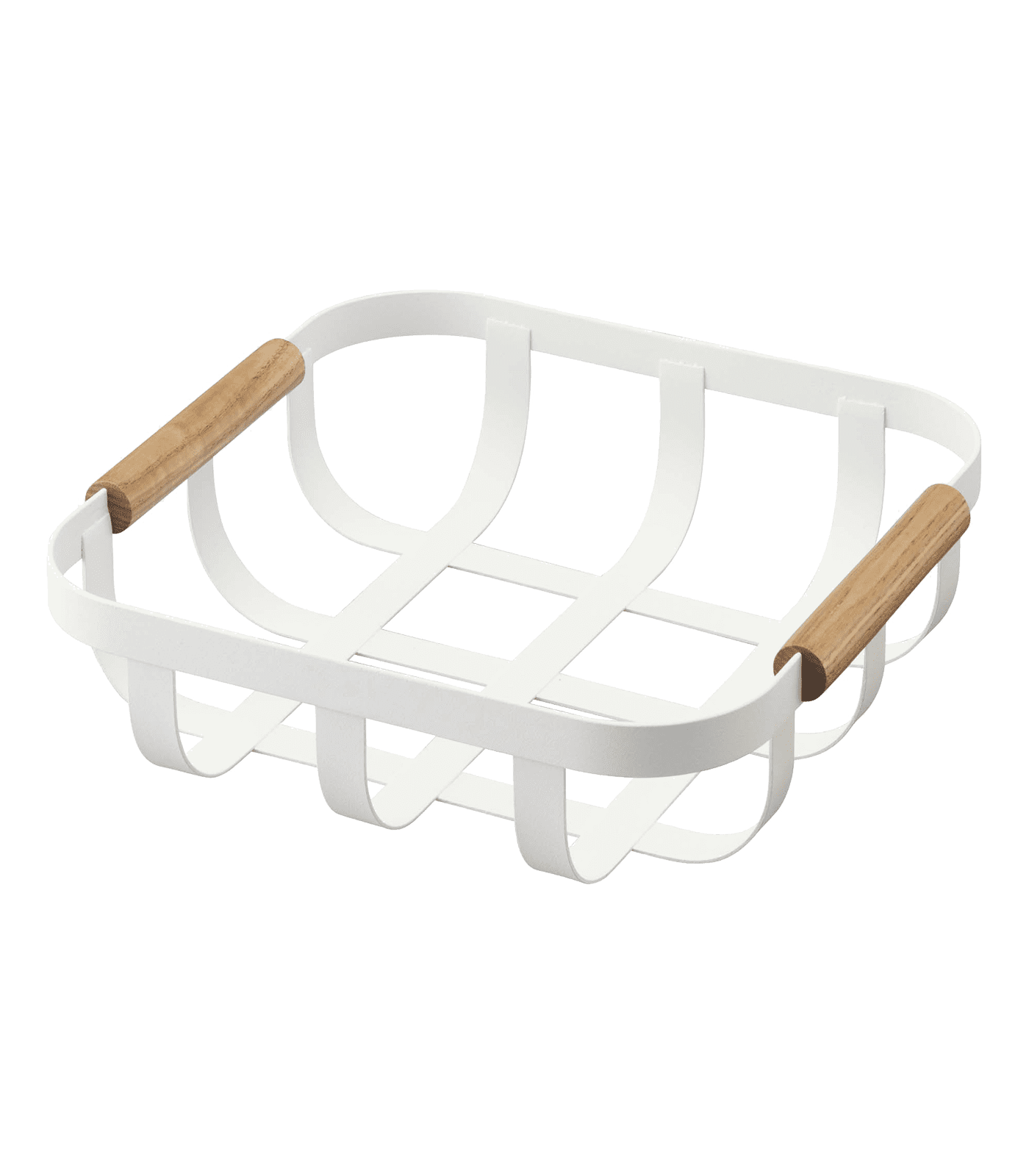Tosca White Steel and Wood Square Fruit Display Bowl