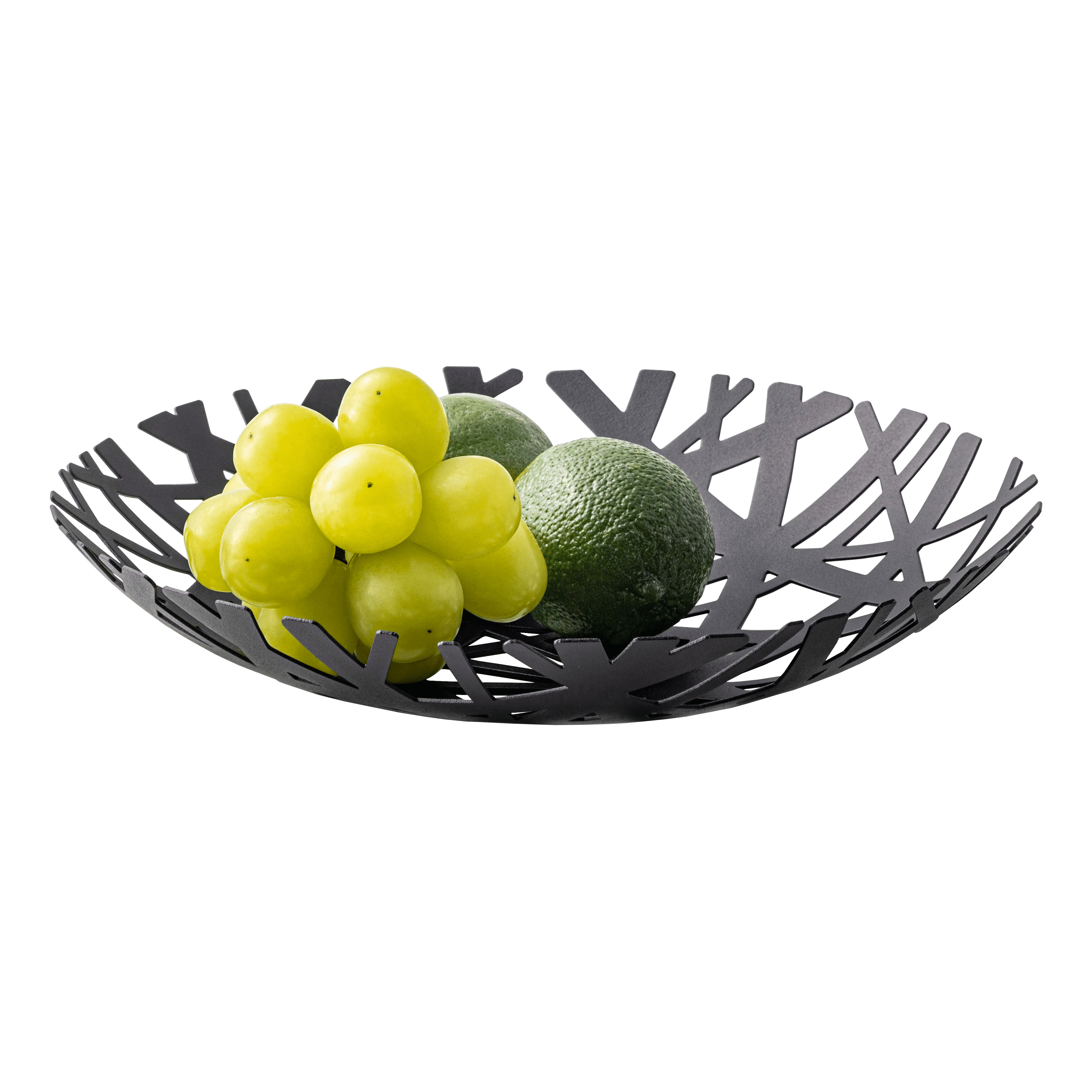 Black Steel Cut-Out Circular Fruit Bowl