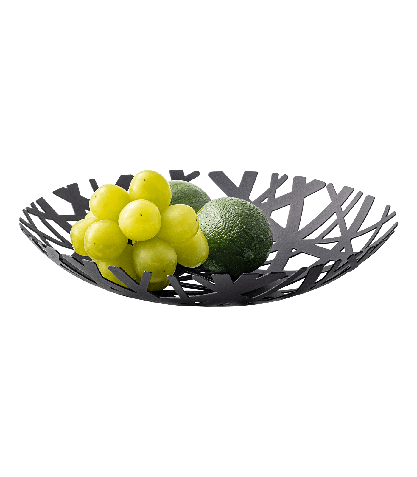 Black Steel Cut-Out Circular Fruit Bowl