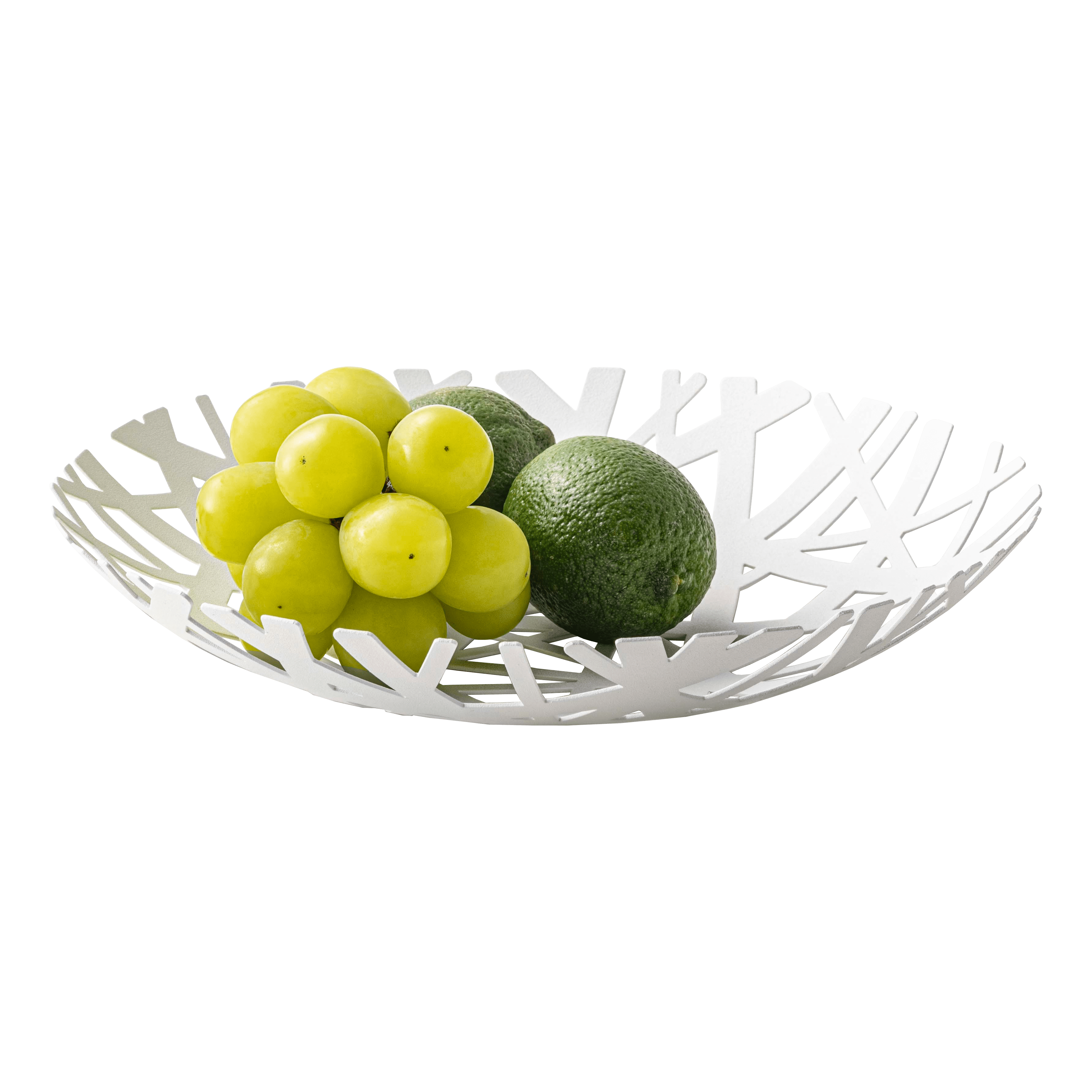 White Steel Cut Out Round Fruit Bowl