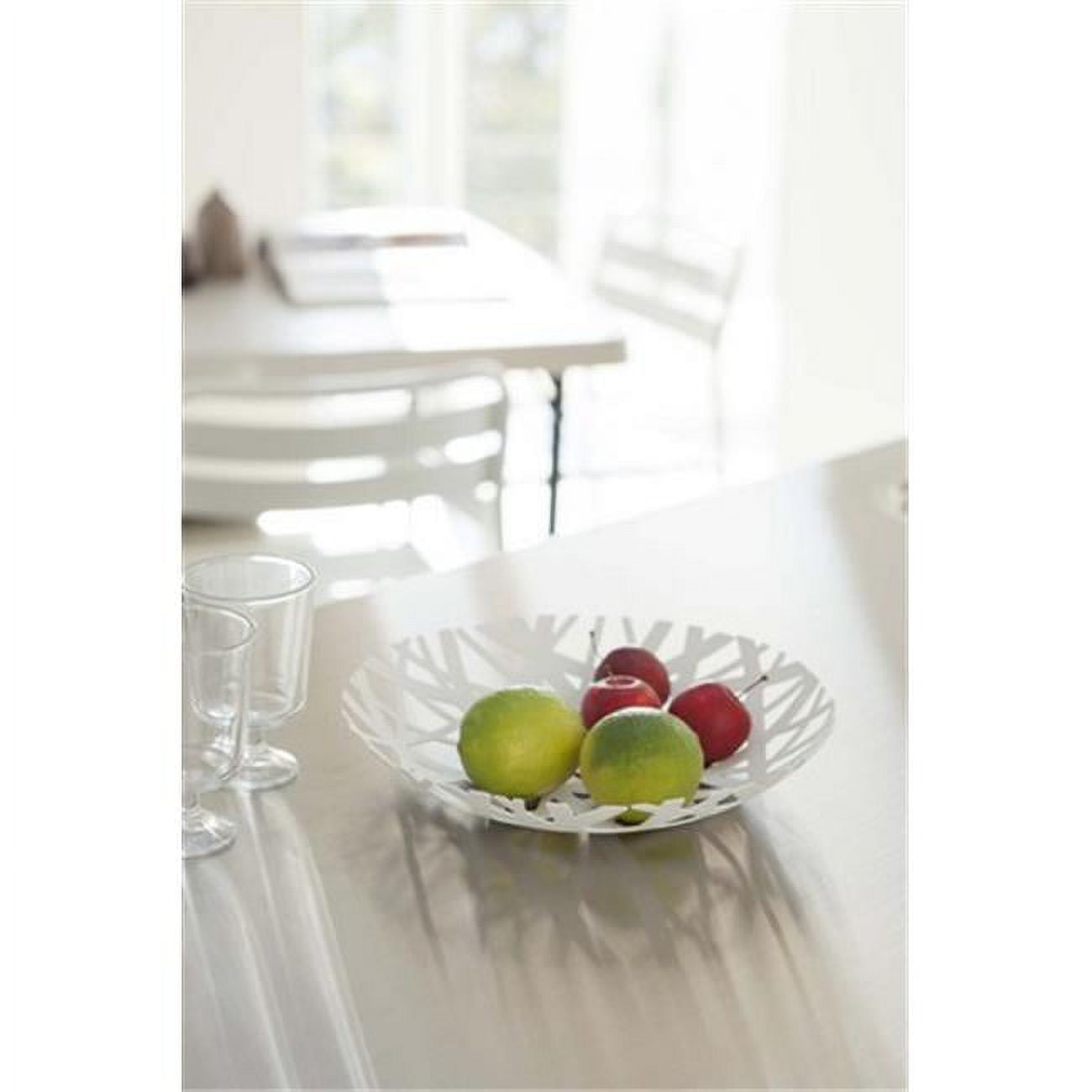White Steel Cut Out Round Fruit Bowl