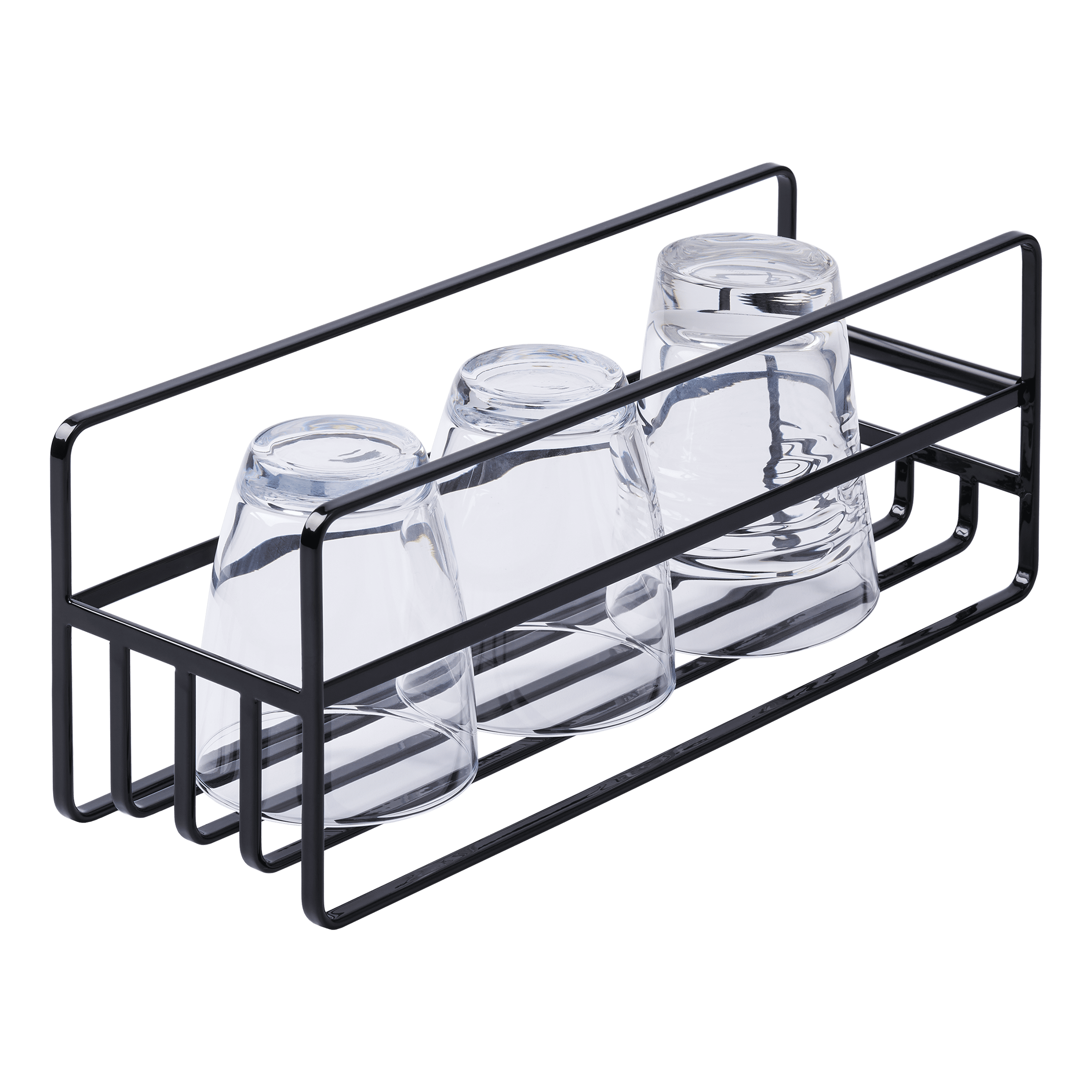 Black Steel Glass and Mug Cabinet Organizer