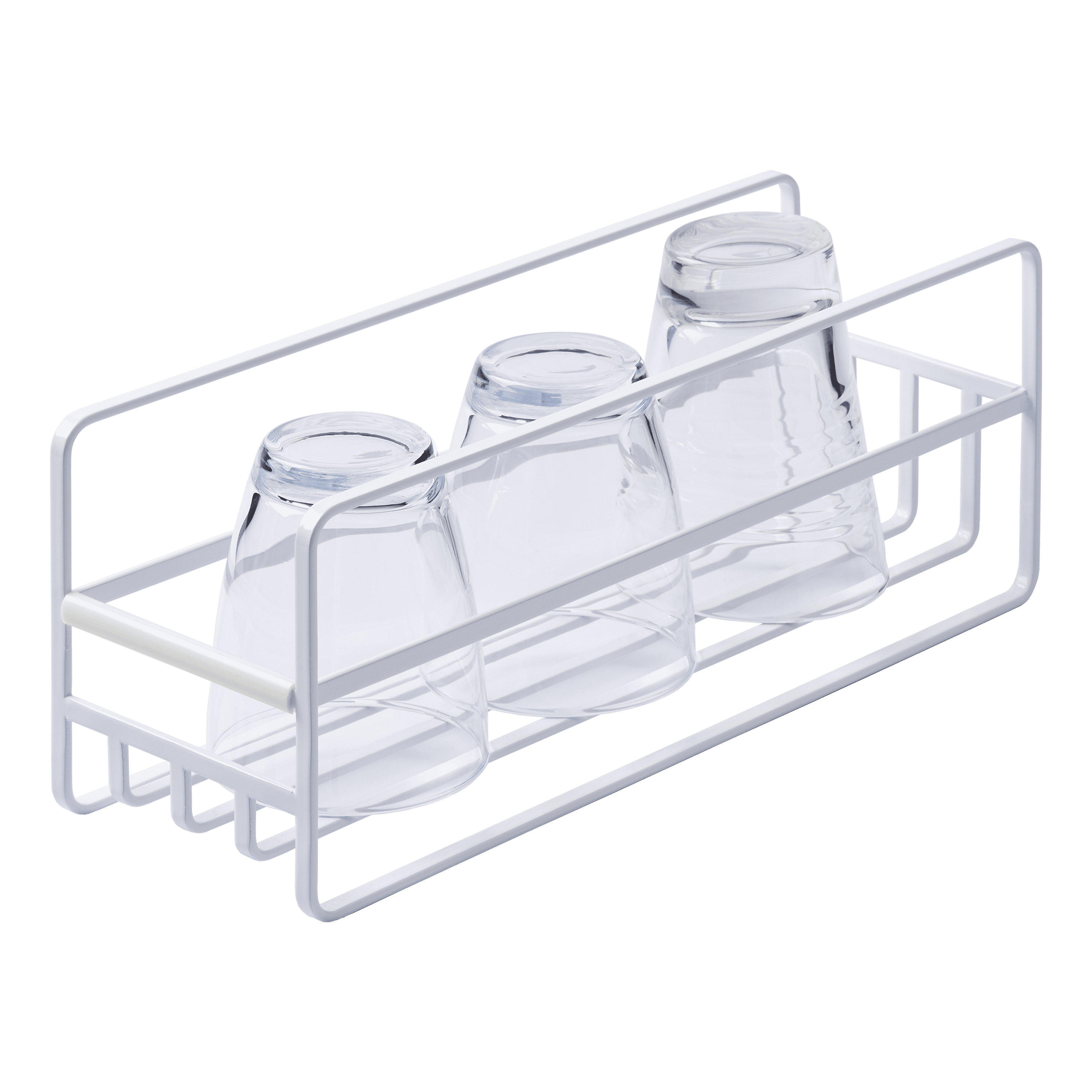 White Steel Slim Mug and Glass Organizer Shelf