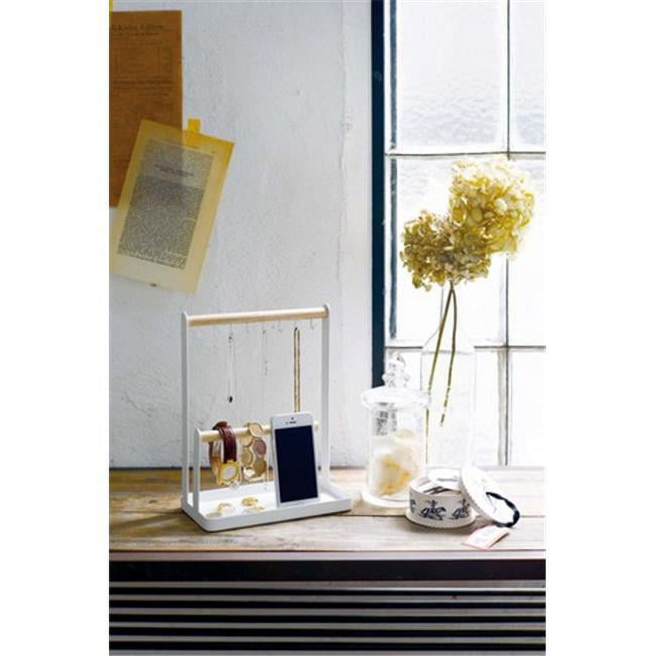 Tosca Elegance White Steel & Wood Jewelry Organizer Stand