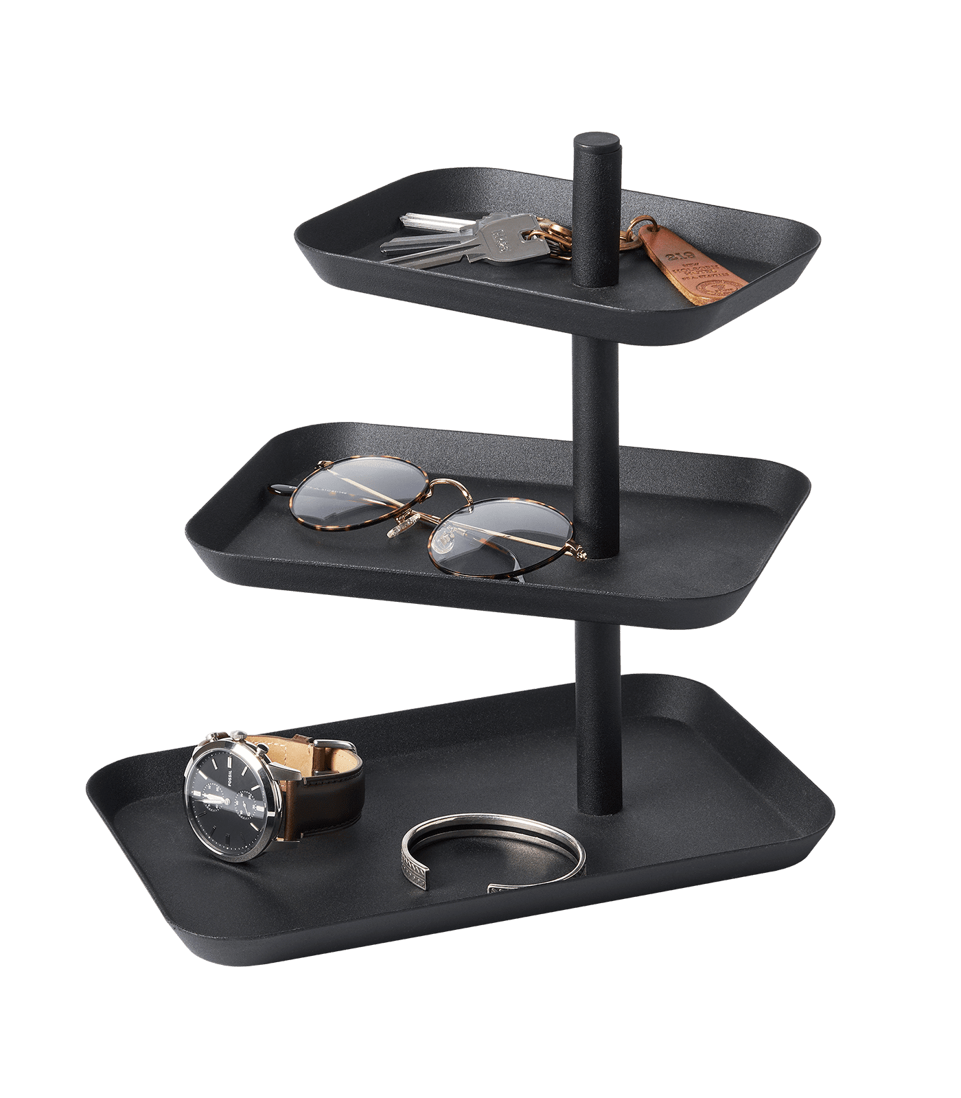 Black Steel 3-Tier Rectangular Countertop Organizer