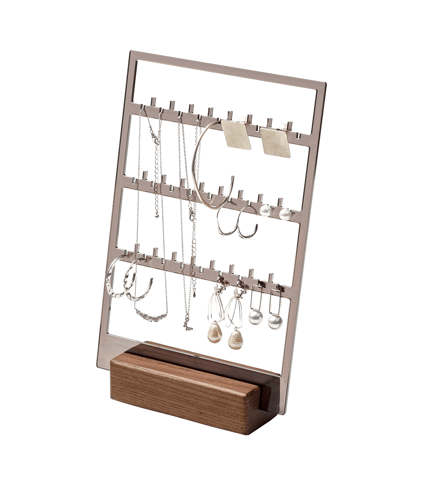 Slim Walnut Wood Jewelry Organizer for Women
