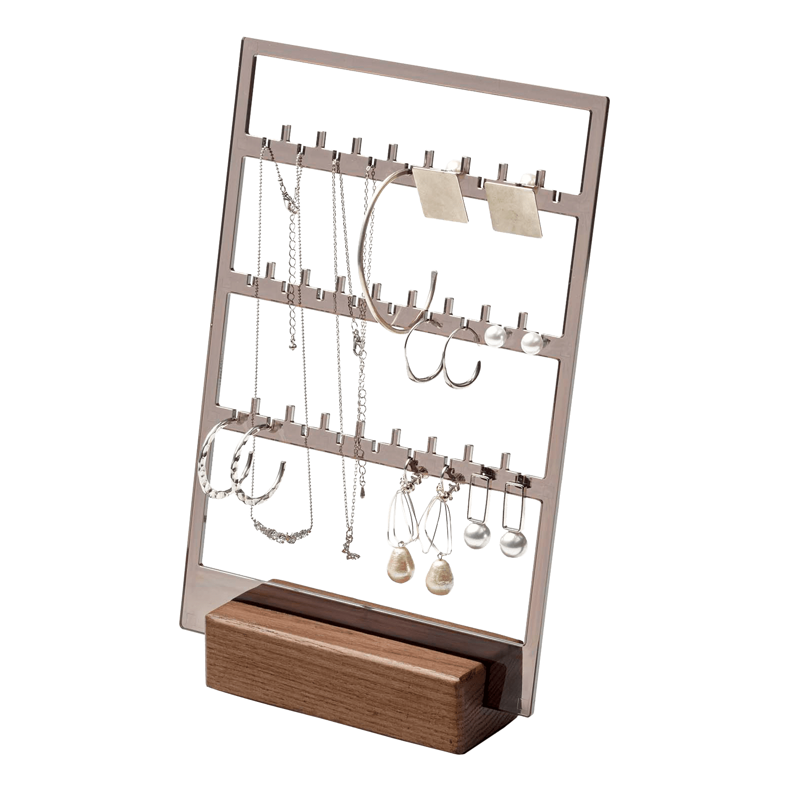 Slim Walnut Wood Jewelry Organizer for Women