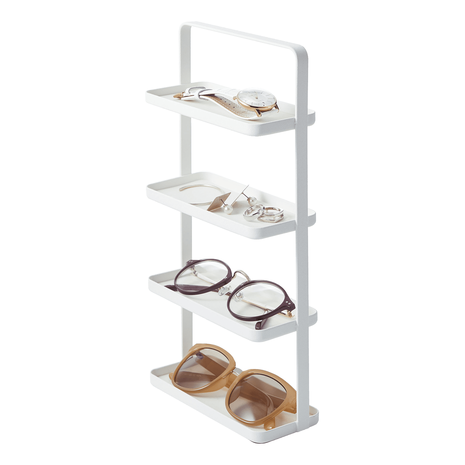 White 4-Tier Metal Jewelry and Accessory Stand
