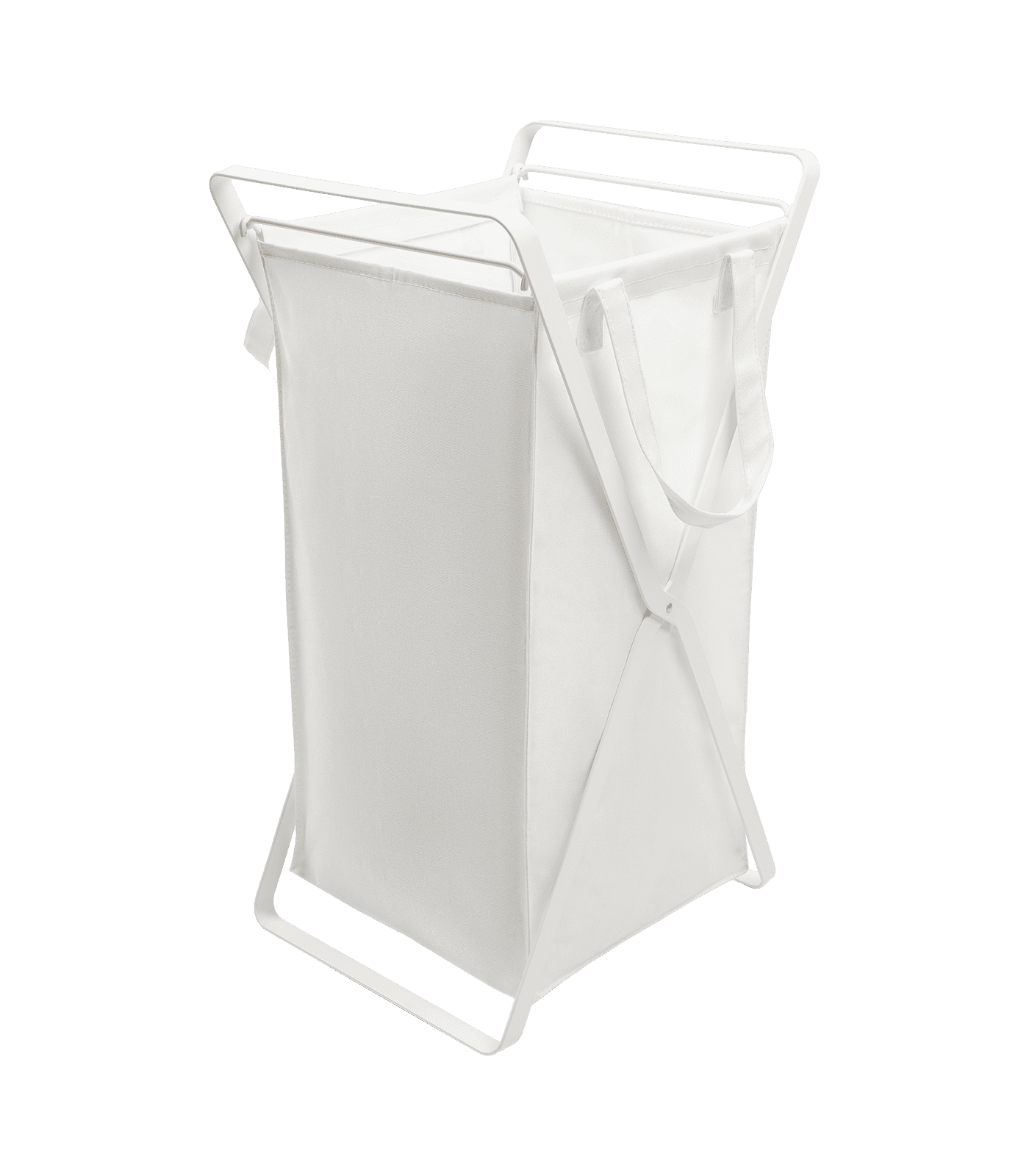 Yamazaki Home Laundry Hamper with Cotton Liner Two Sizes, White