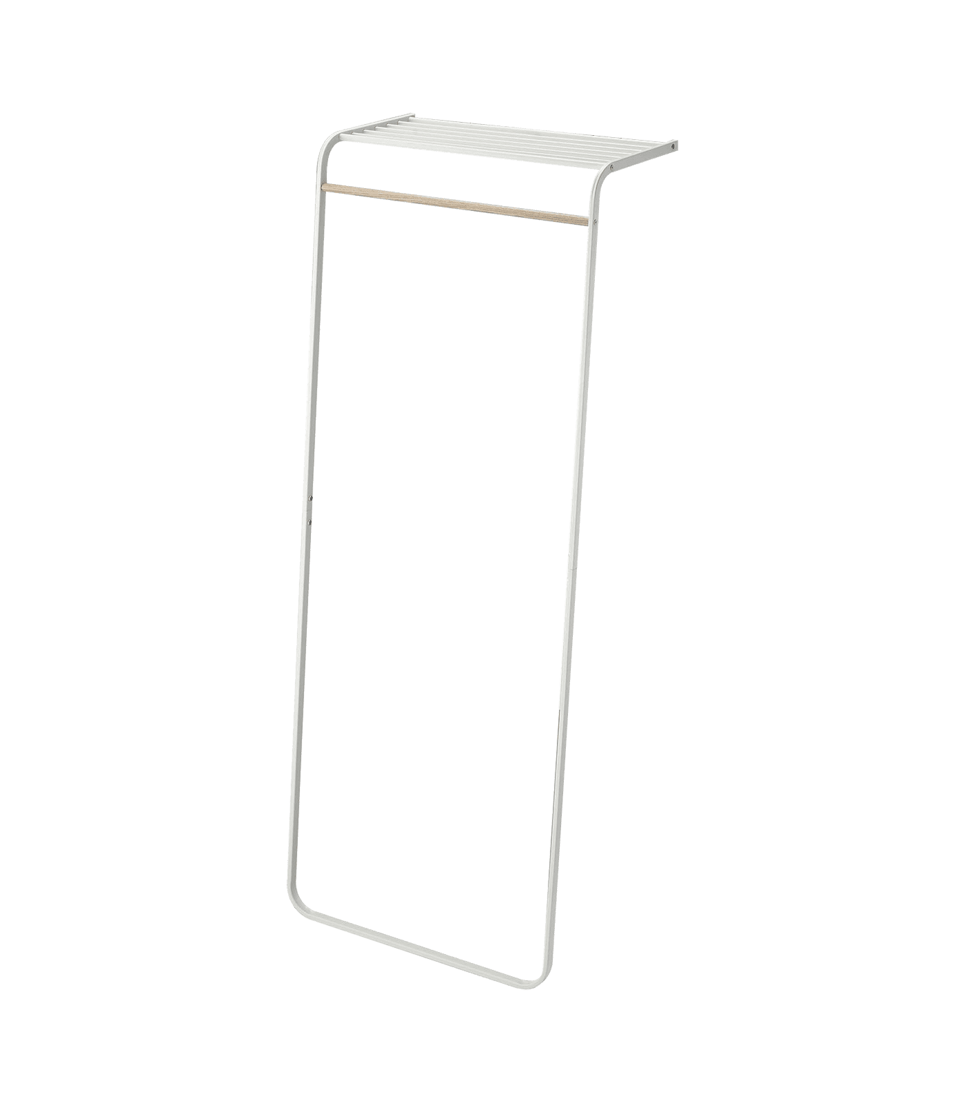 Yamazaki Home Leaning Coat Rack with Shelf, White, Steel, Supports 22 ...