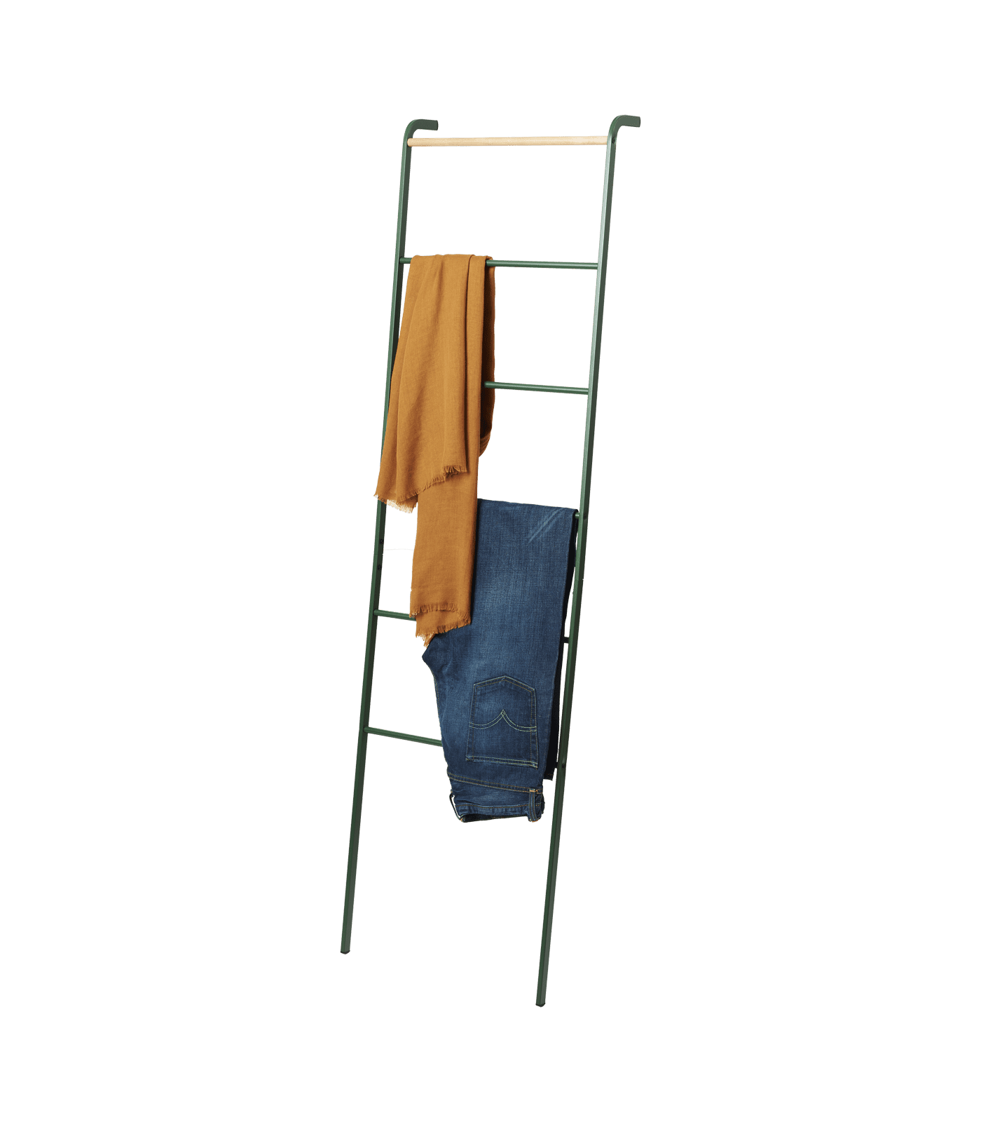 Forest Green Steel Leaning Ladder Rack for Small Spaces