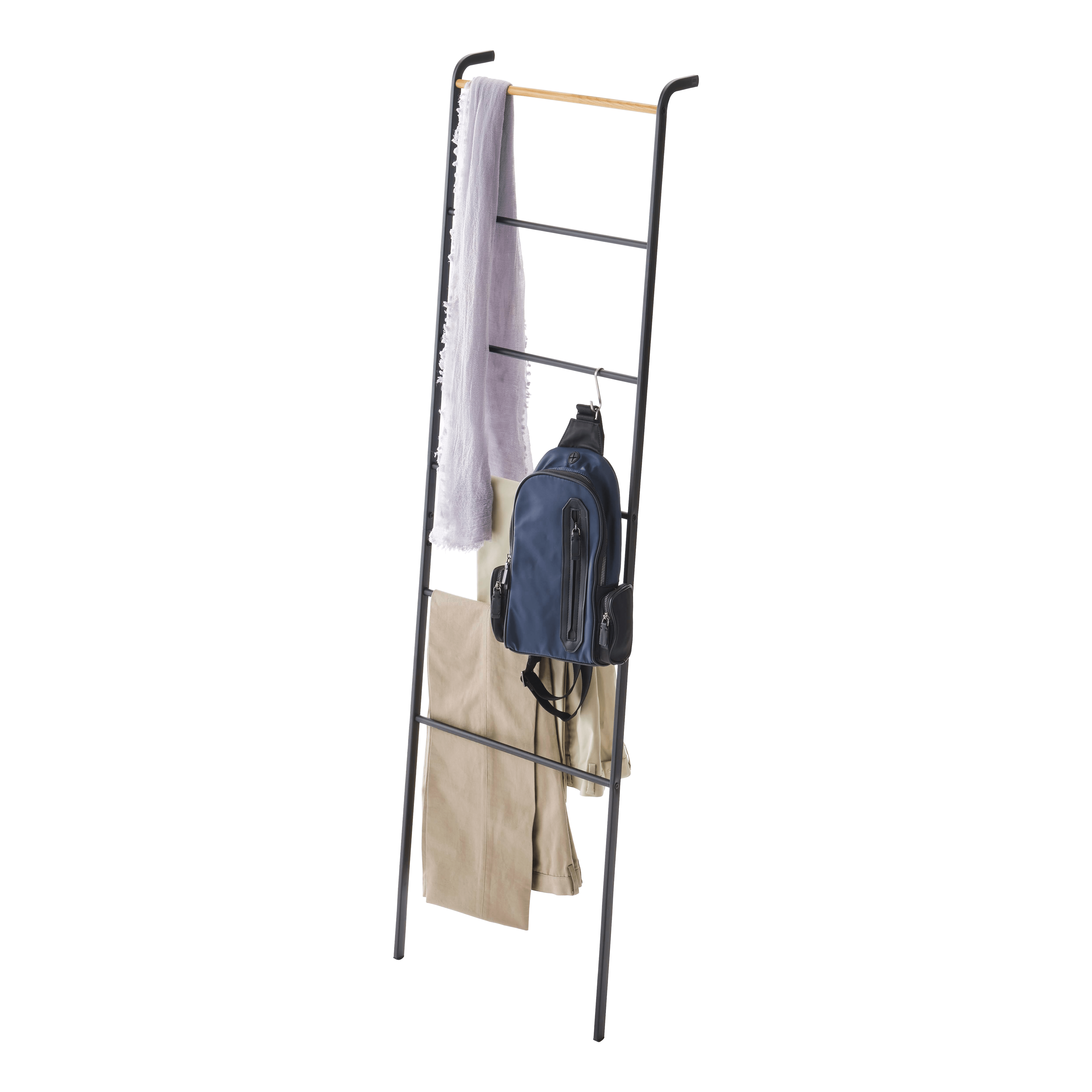 Black Steel Leaning Ladder Rack for Storage