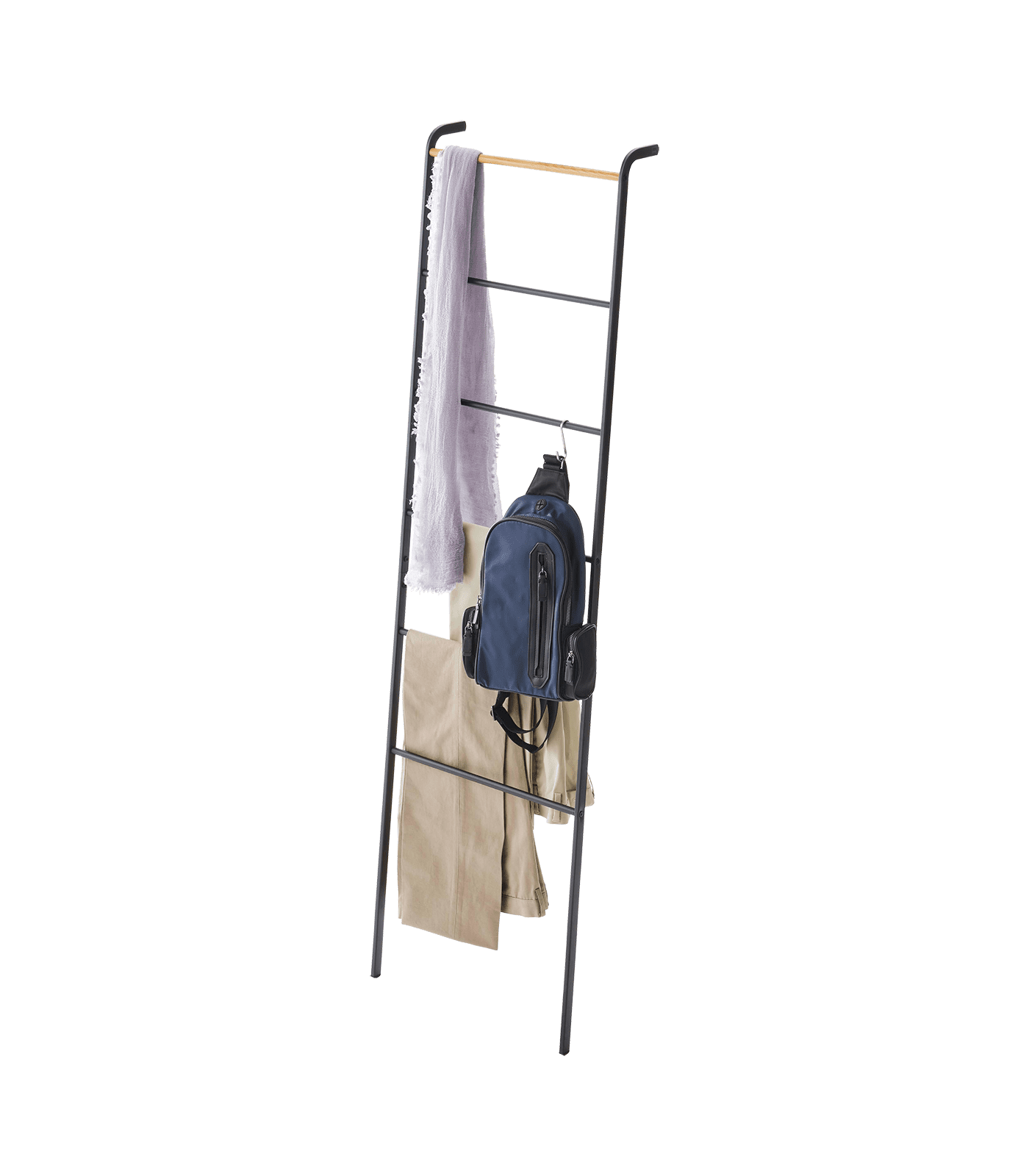 Black Steel Leaning Ladder Rack for Storage