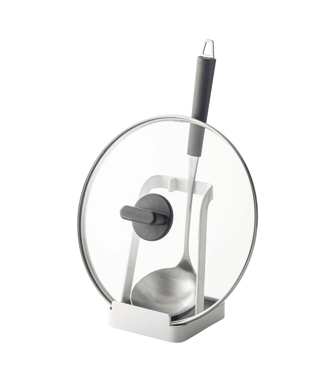 White Steel Kitchen Utensil and Lid Holder