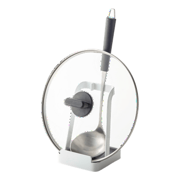 Yamazaki Home  Lid and Ladle Stand, Steel - L 3.94 x W 3.94 x H  5.91 inches White