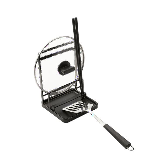 Yamazaki Home Lid and Ladle Station, Black, Steel, Water Resistant, No Assembly