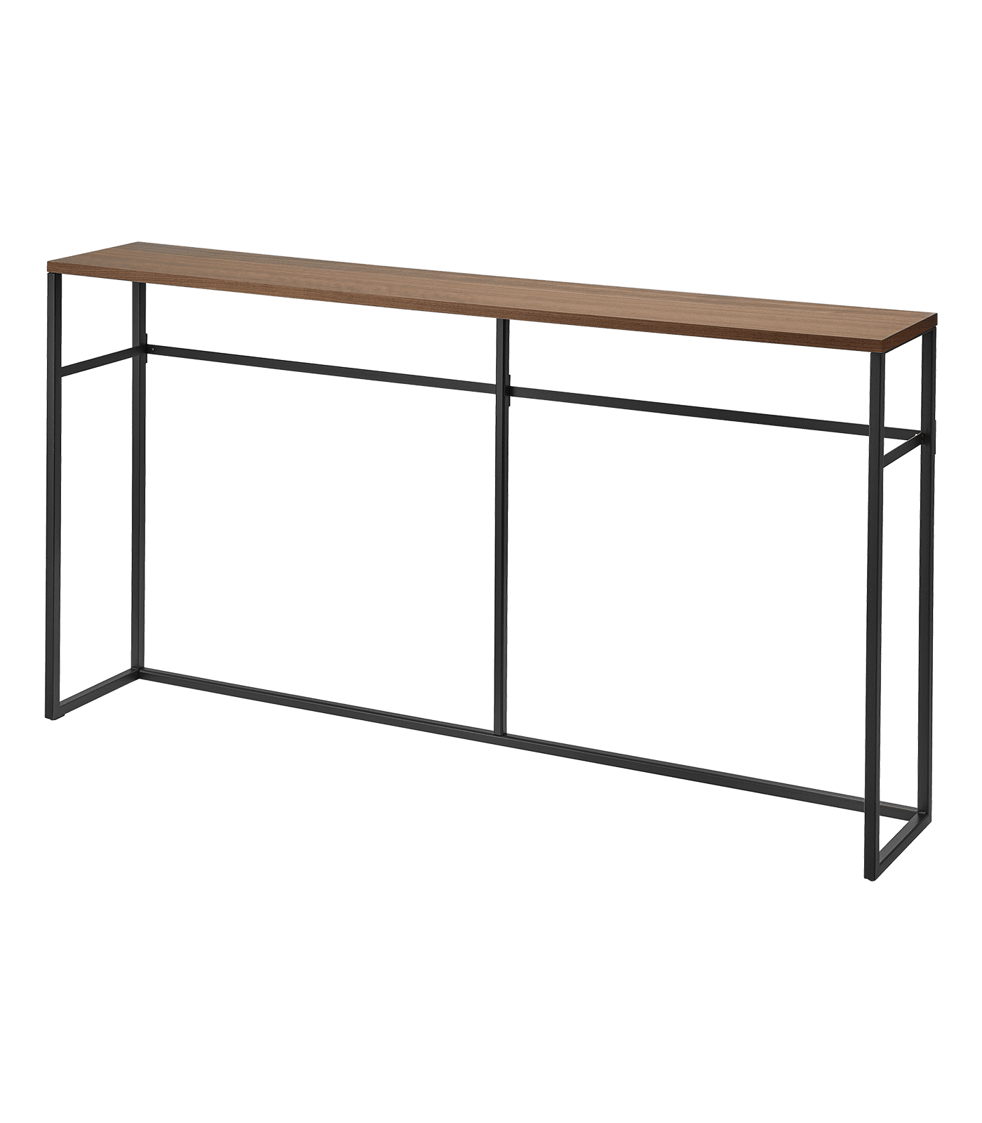 Slim Black Metal and Wood Console Table with Storage Hooks