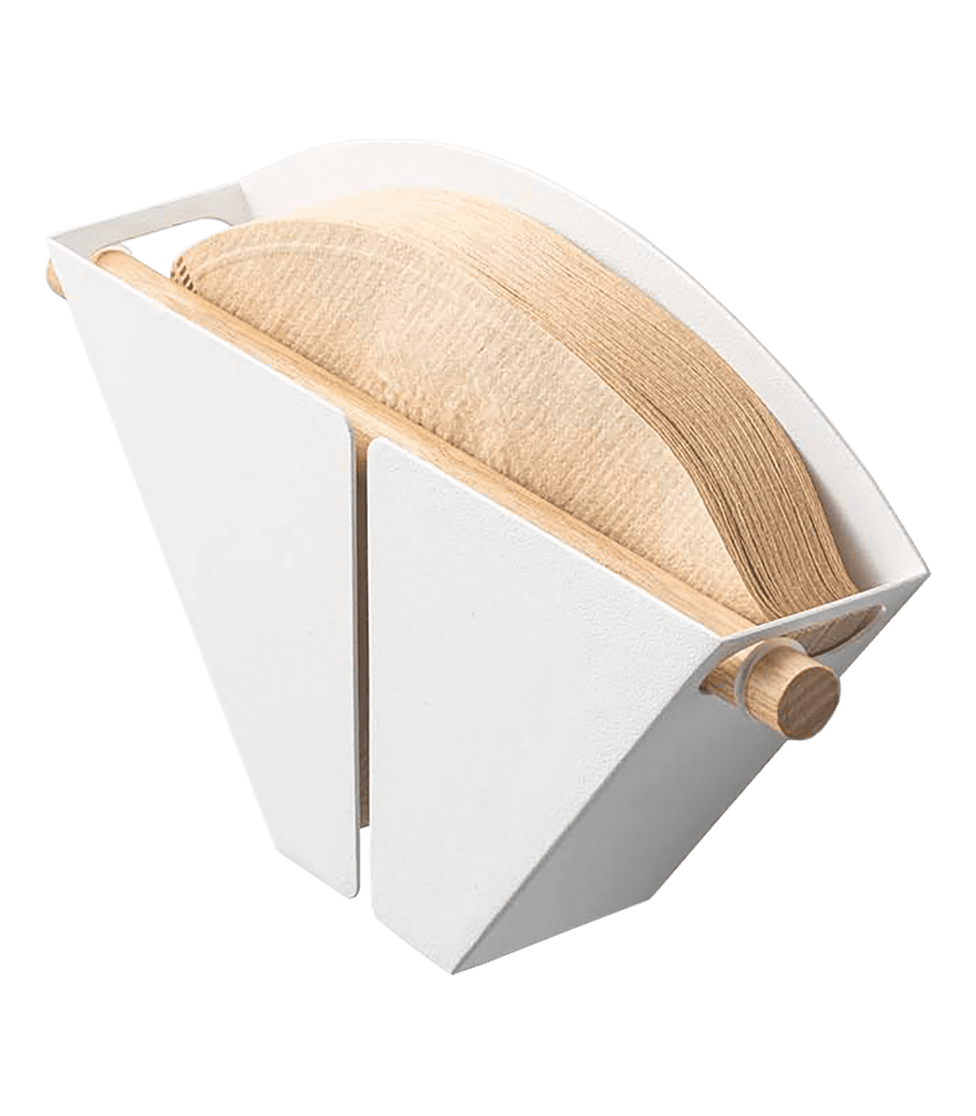 White Steel and Wood Magnetic Coffee Filter Holder