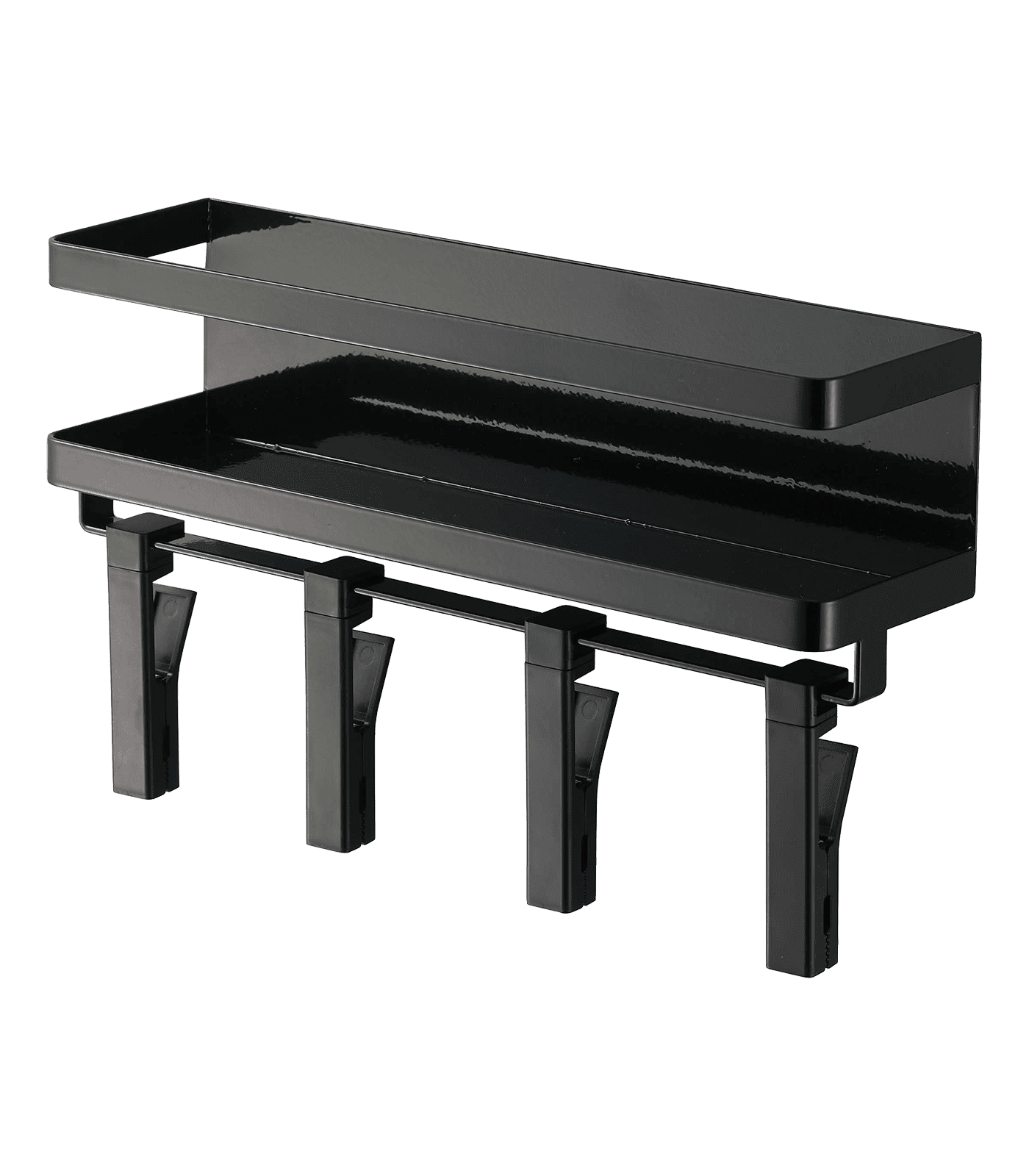 Black Steel Magnetic Kitchen Organizer with Rotating Clips