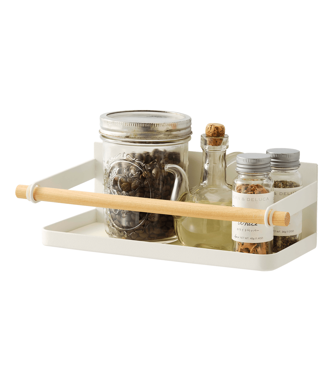 White Magnetic Wall-Mounted Wooden Spice Rack