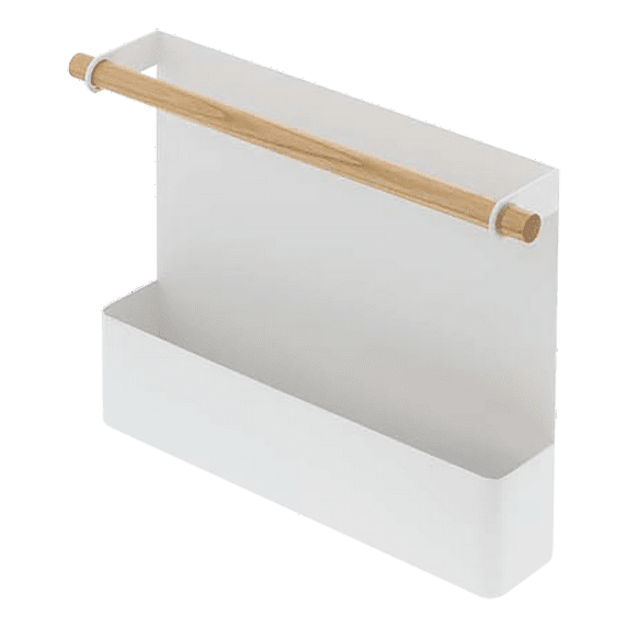 Yamazaki Home Magnetic Storage Pocket, White, Steel + Wood, Magnetic, No Assembly
