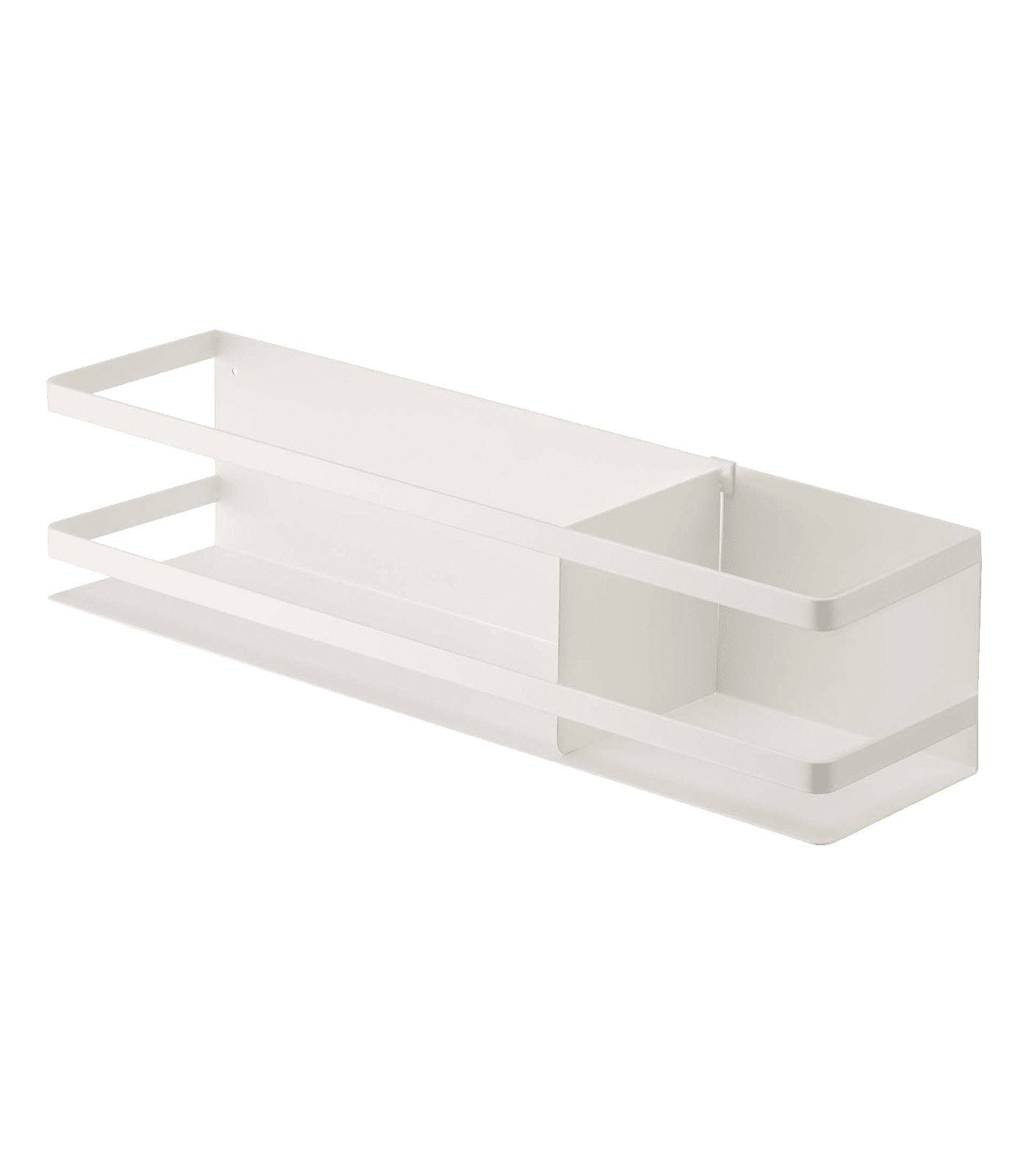 White Steel Magnetic Kitchen Storage Basket with Divider