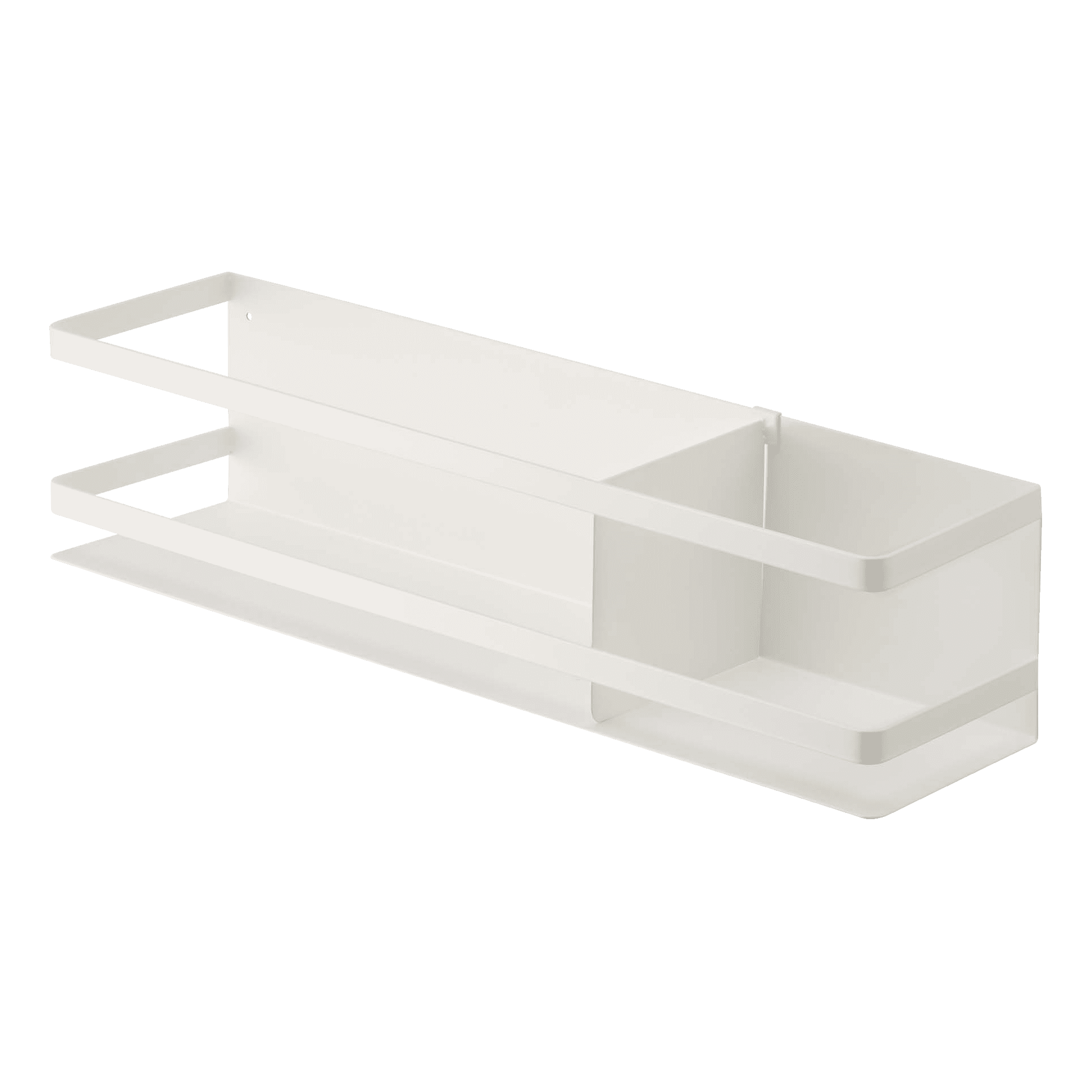 White Steel Magnetic Kitchen Storage Basket with Divider