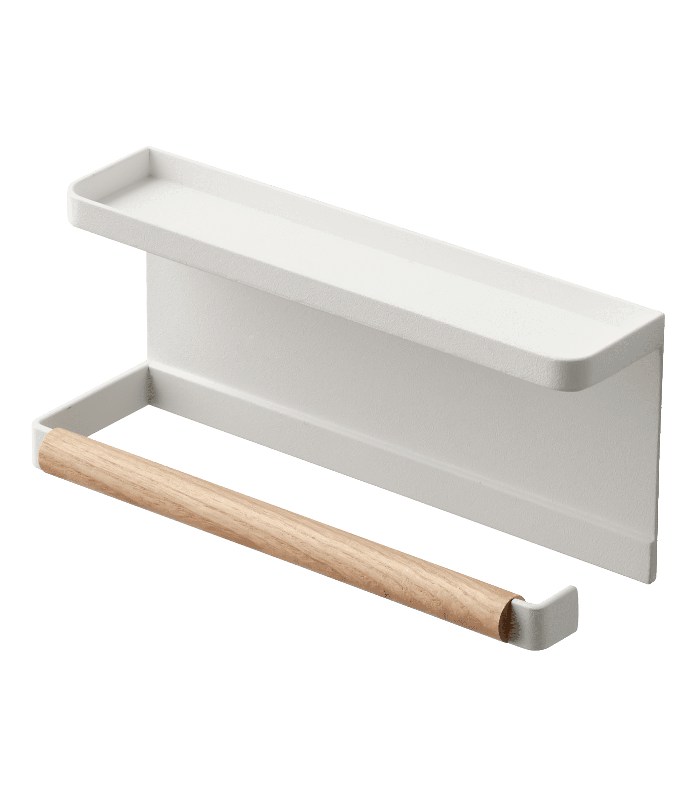 White Steel and Wood Magnetic Entryway Organizer