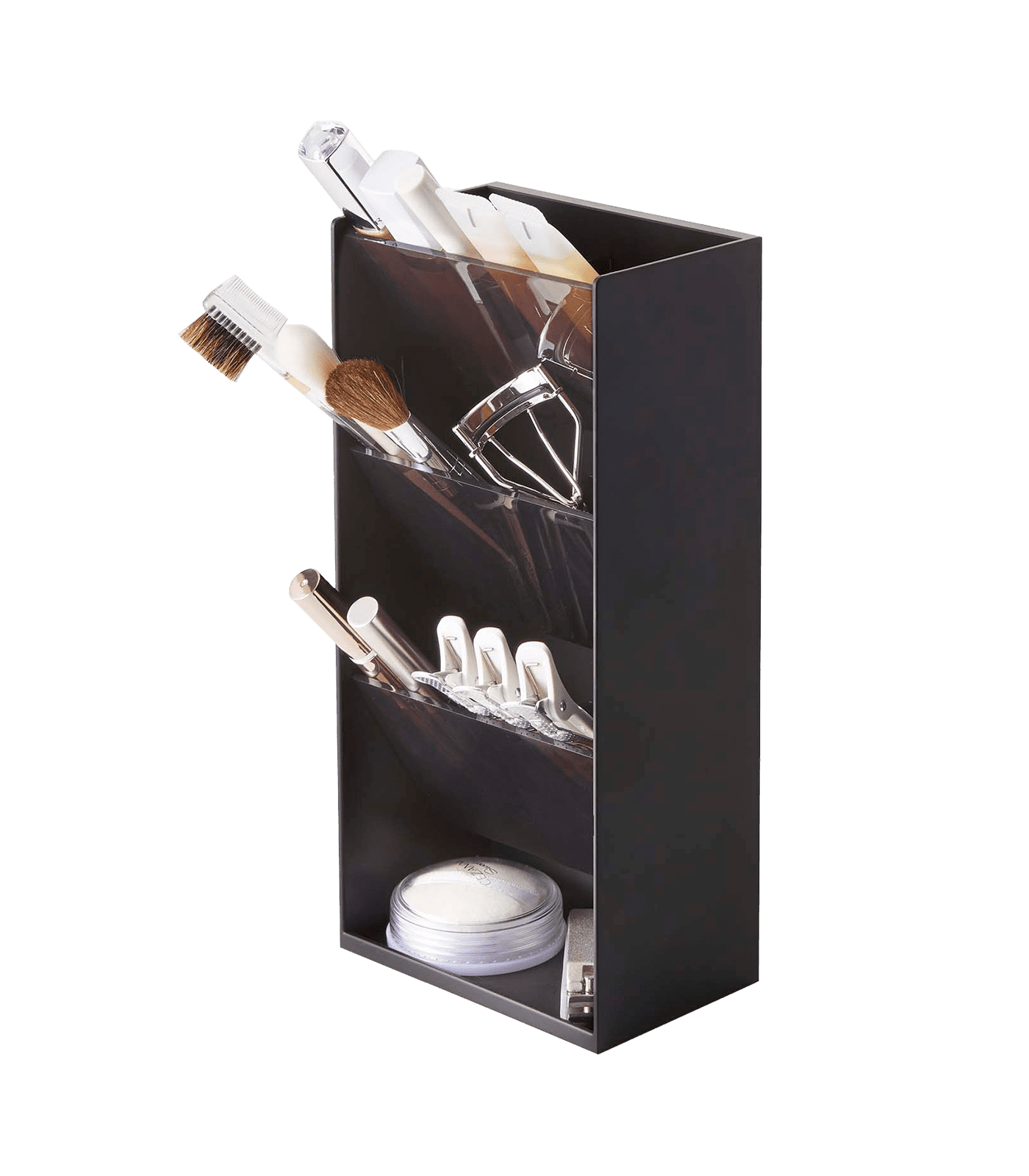 Yamazaki Home Sleek Black ABS Plastic Adjustable Makeup Organizer