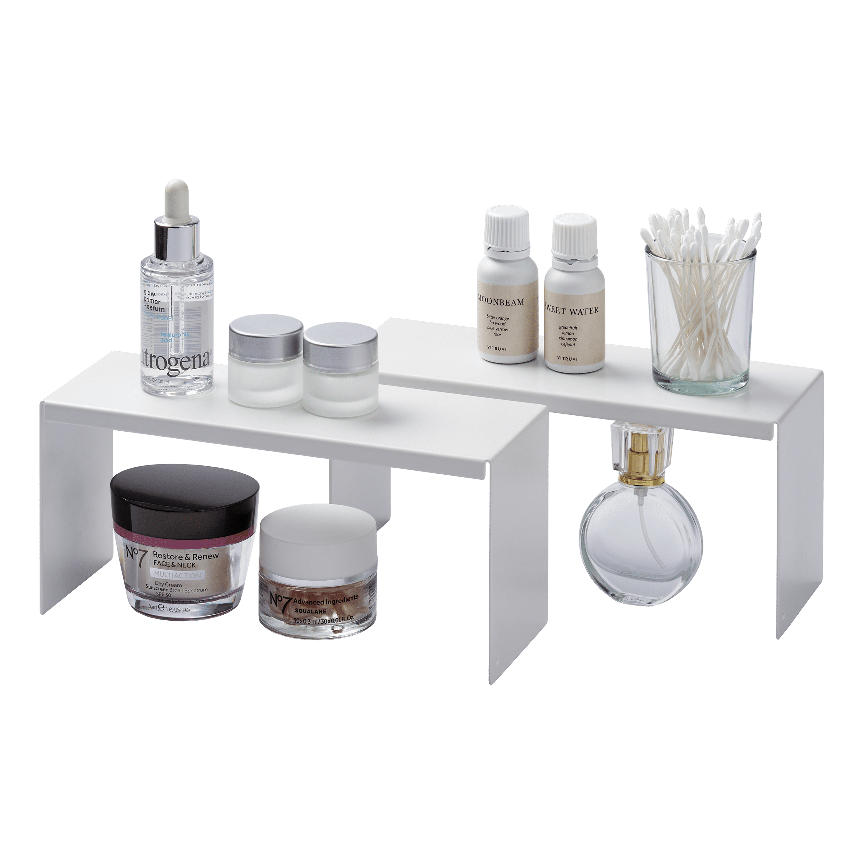 Yamazaki Home Medicine Cabinet Riser [Set of 2], White, Steel, Supports ...