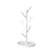 Yamazaki Home Mug Tree, White, ABS Plastic, Supports 6.6 pounds, Minimal Assembly