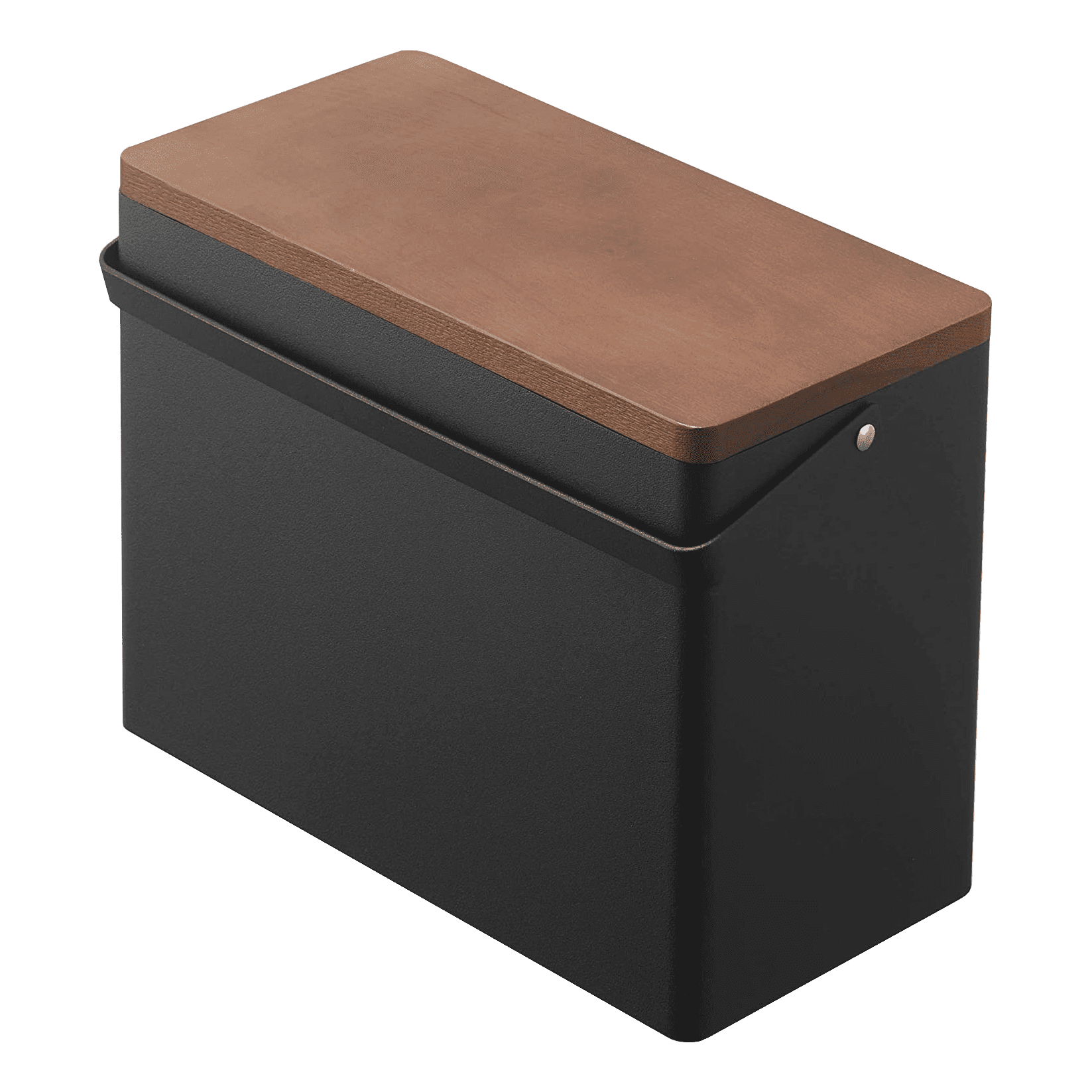 Yamazaki Home Compact Black Steel & Wood Odds-and-Ends Organizer with Lid