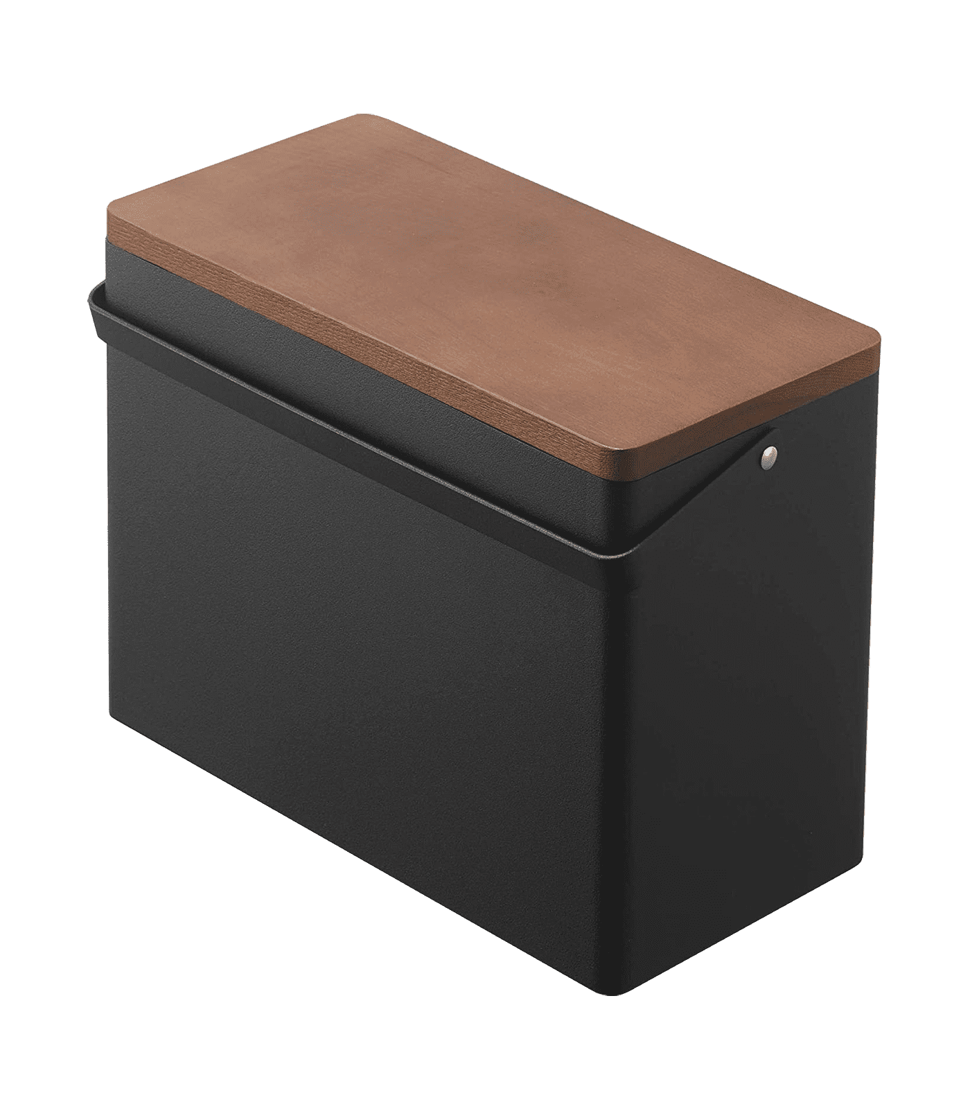 Yamazaki Home Compact Black Steel & Wood Odds-and-Ends Organizer with Lid