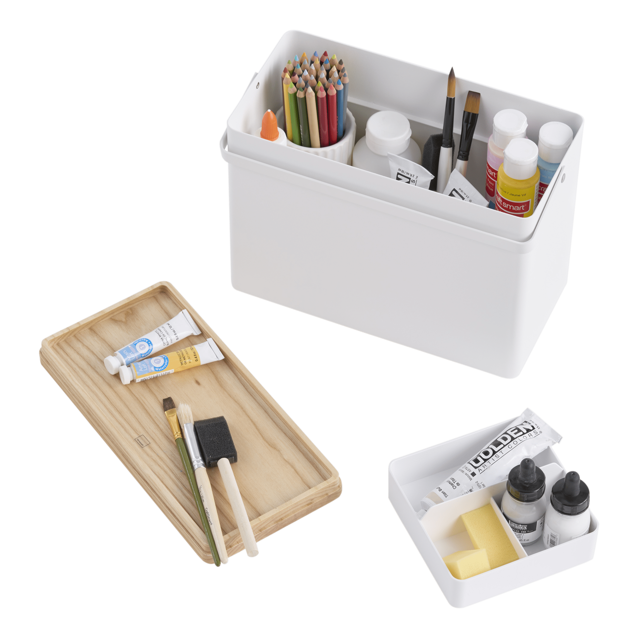 Compact White Wood and Steel Odds and Ends Organizer