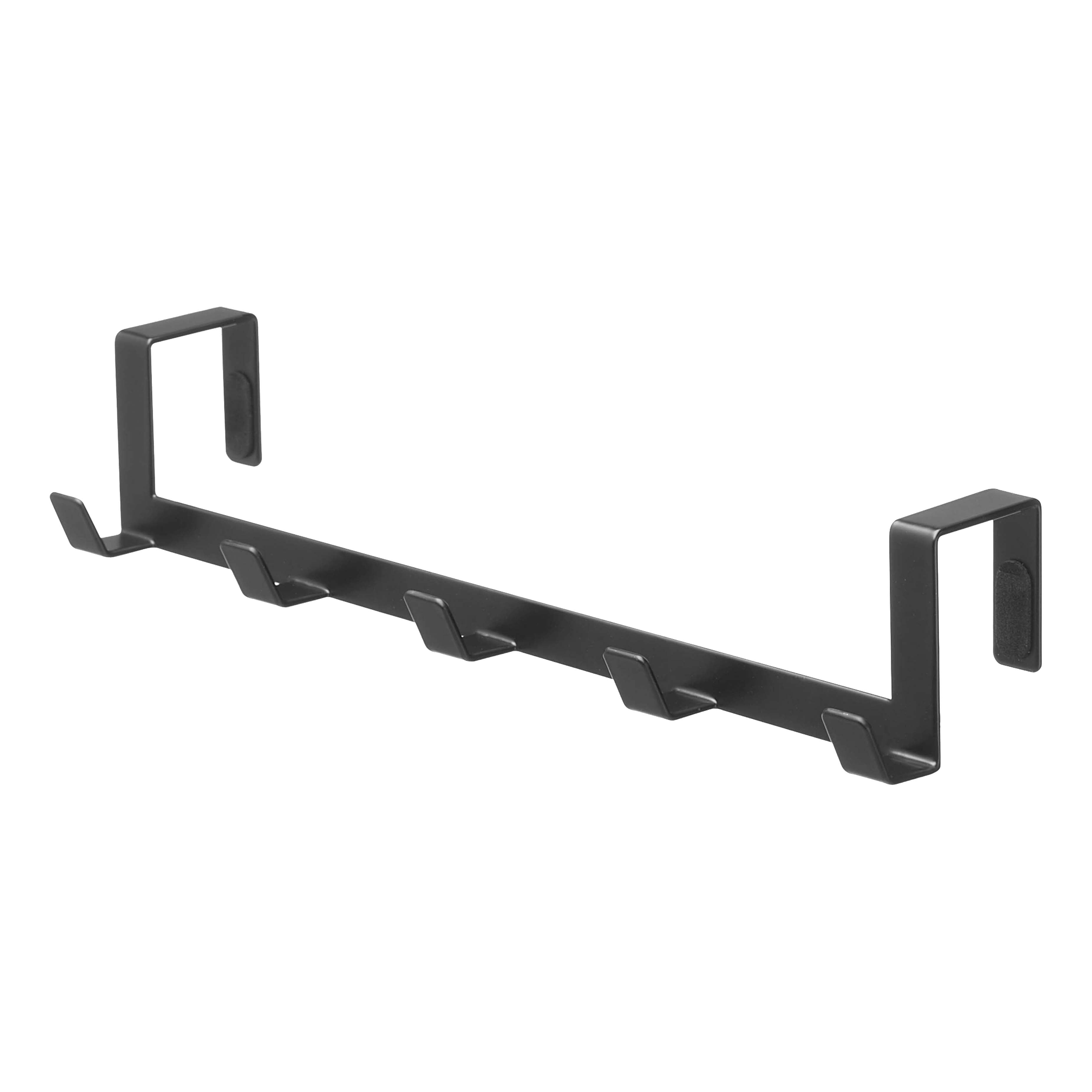 Black Steel Over-the-Door Hook Rack with Five Hooks