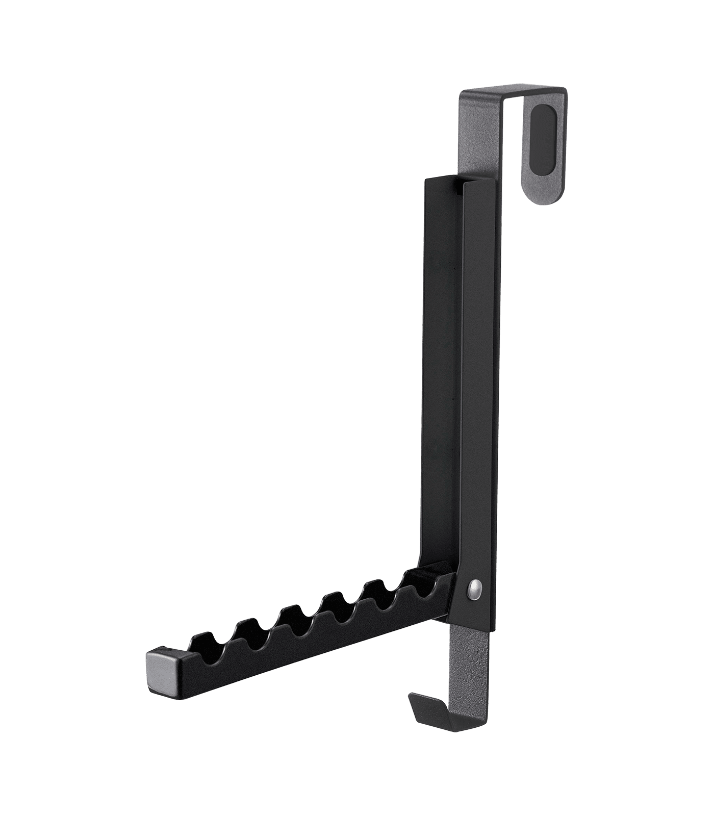 Black Folding Over-the-Door Hook Rack with Extra Hook