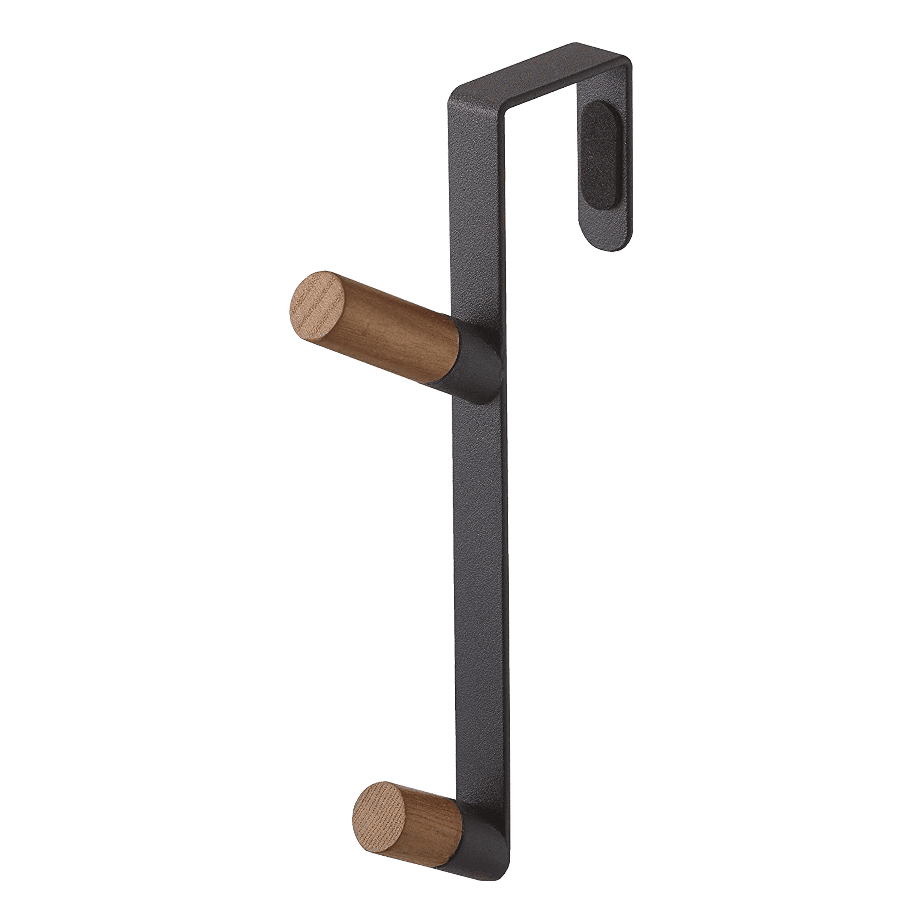 Black and White Steel Over-the-Door Hook with Wood Accent