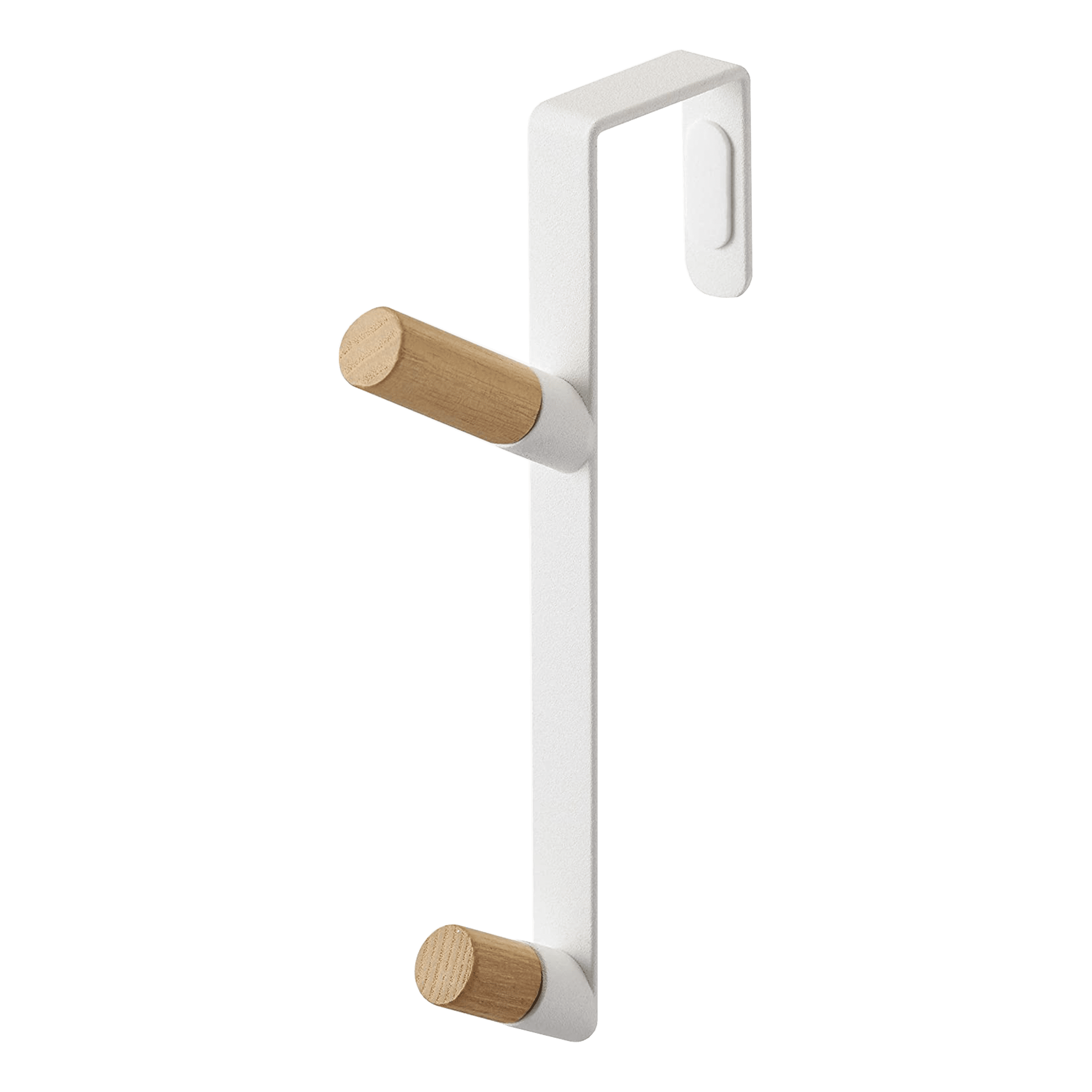 White Metal and Wood Over-the-Door Hook