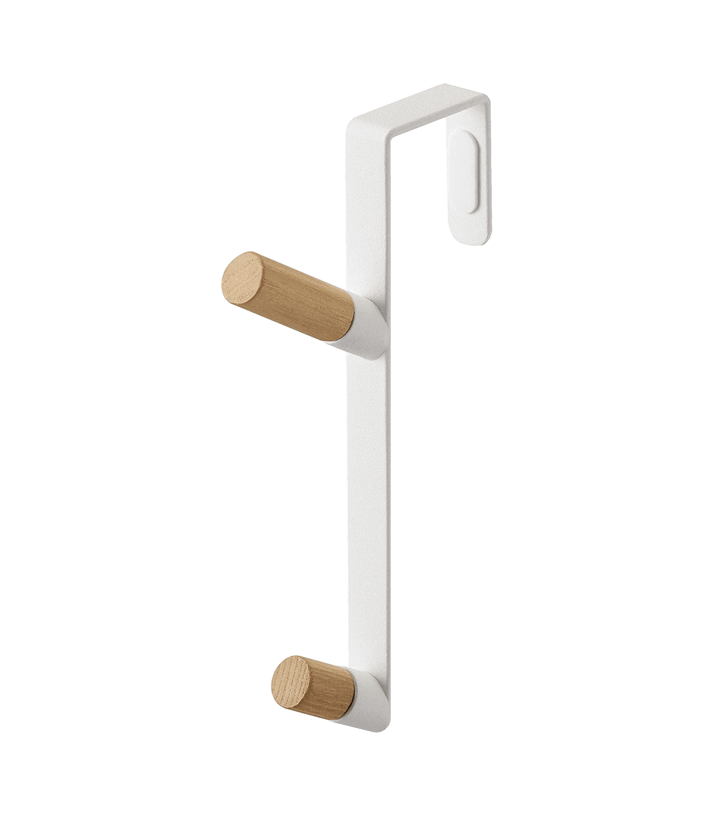 White Metal and Wood Over-the-Door Hook