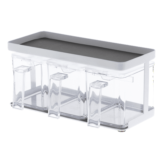 Yamazaki Home Pantry Organizer - Triple, White, Steel + Plastic, 8.25 cups, 1.95 liters, Handles, No Assembly