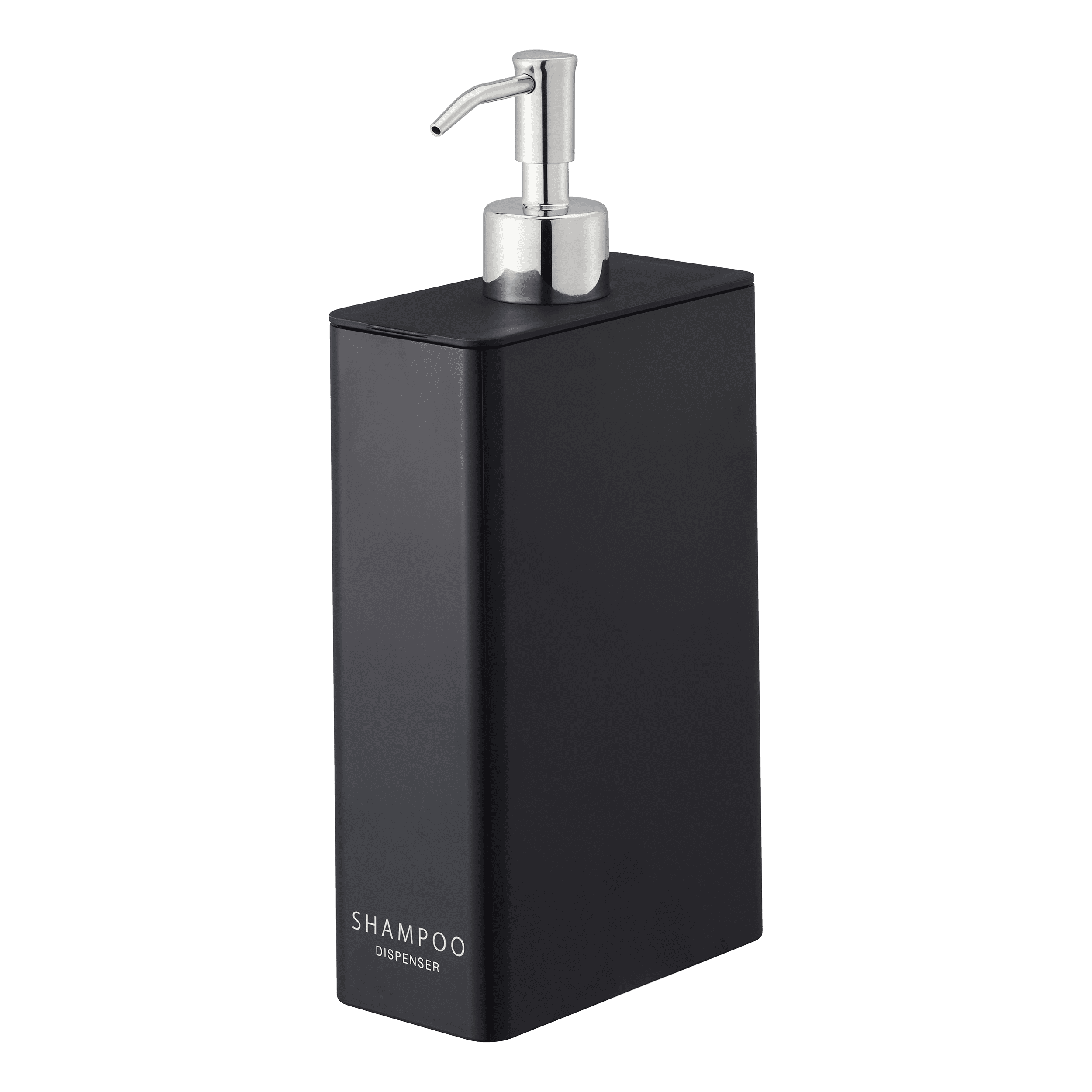 Black Rectangular ABS Plastic Shampoo Dispenser with Stainless Steel Pump